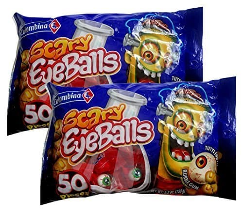 Scary Eyeballs Tuttifrutti Bubble Gum Halloween Candy (100 Pieces) by Colombina