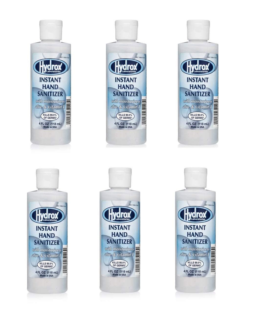 Hydrox Instant Hand Sanitizer – 4 oz Bottle - Bundle of 6 Bottles