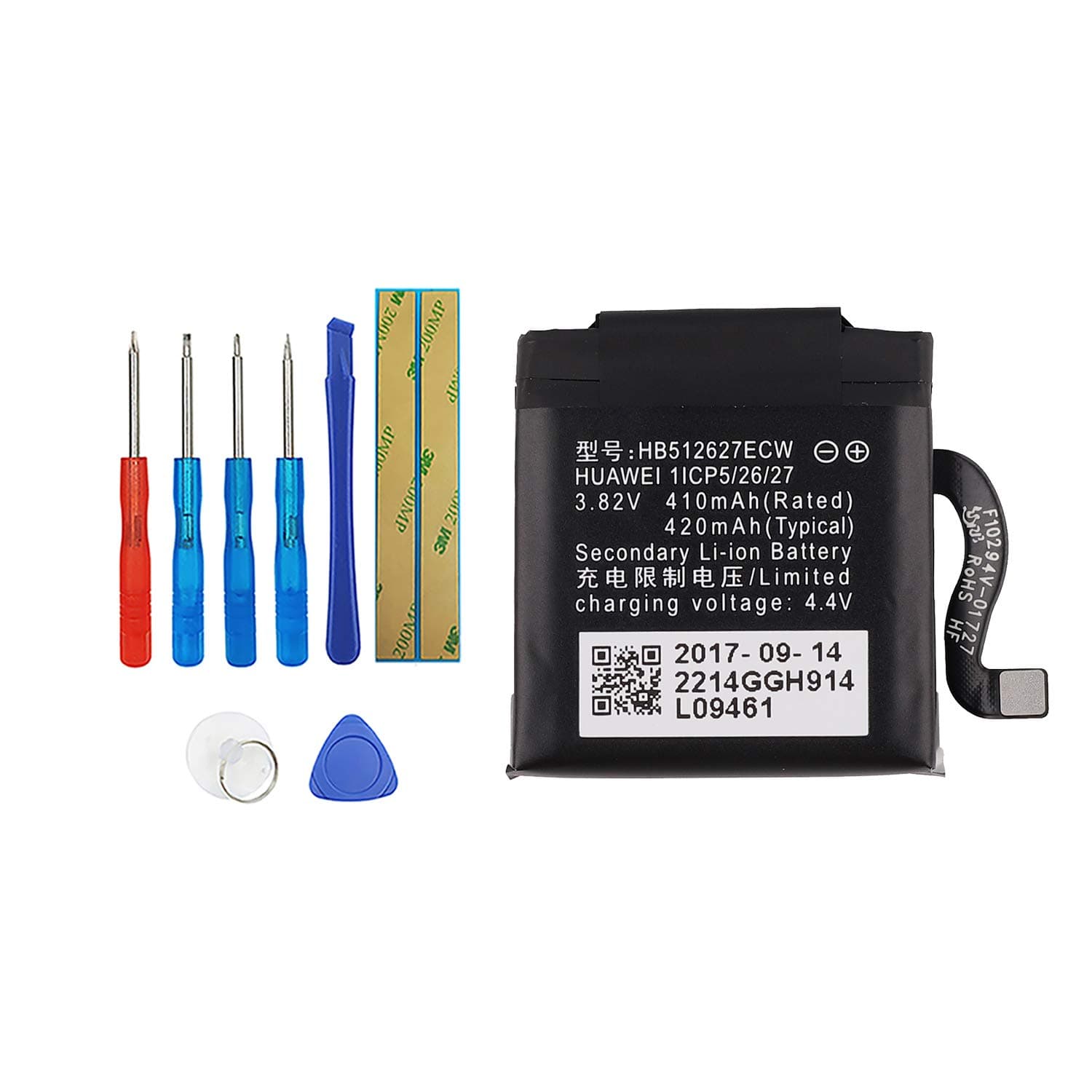 HB512627ECW Replacement Battery Compatible with Huawei Watch 2 Pro 4G EO-DLXXU Watch GT LEO-B09 LE0-BX9 Leo-BX9 with Toolkit