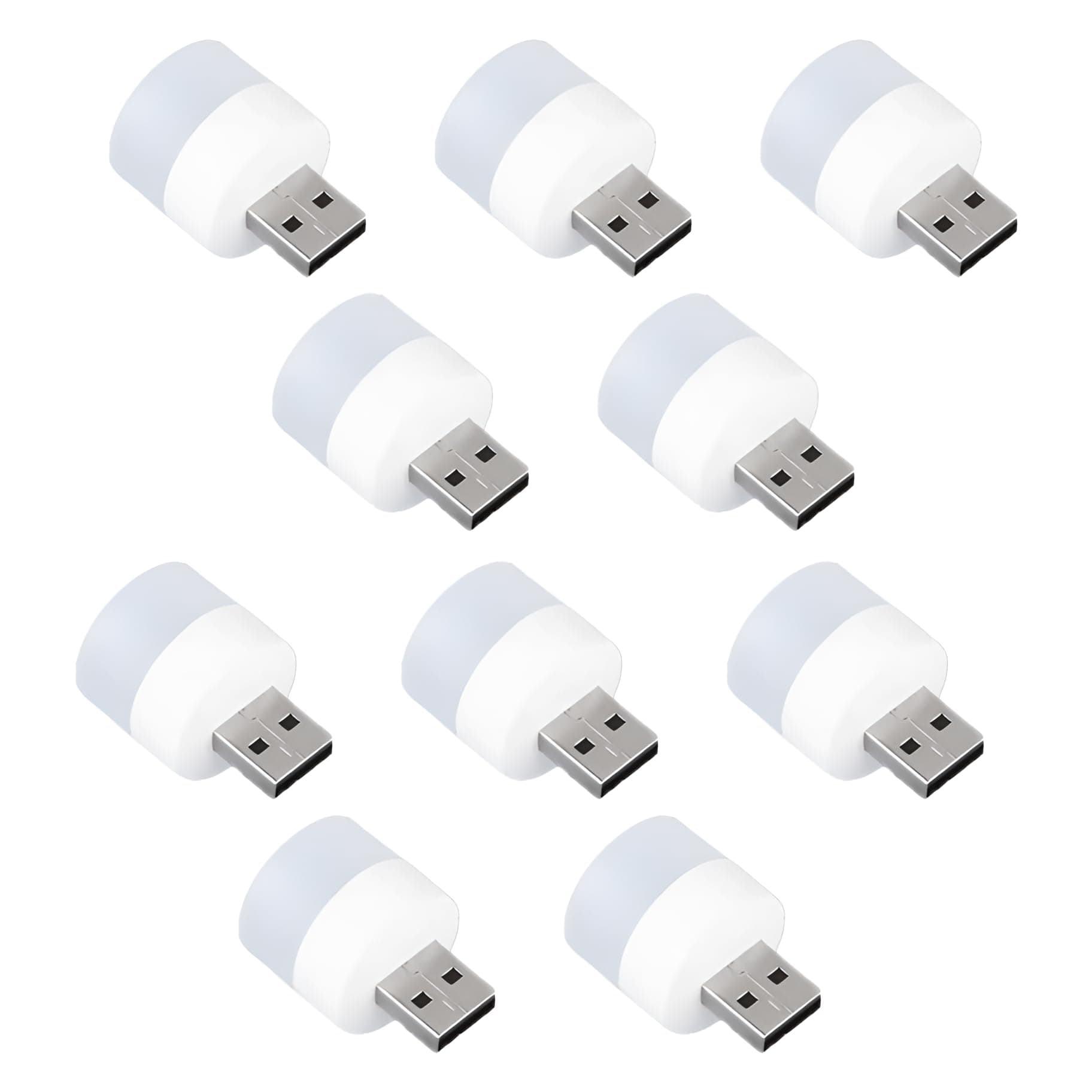 OblivionPlastic Usb Led Lamp Night Light, Plug In Small Led Nightlight Mini Portable For Pc And Laptop (Pack of 10, White).