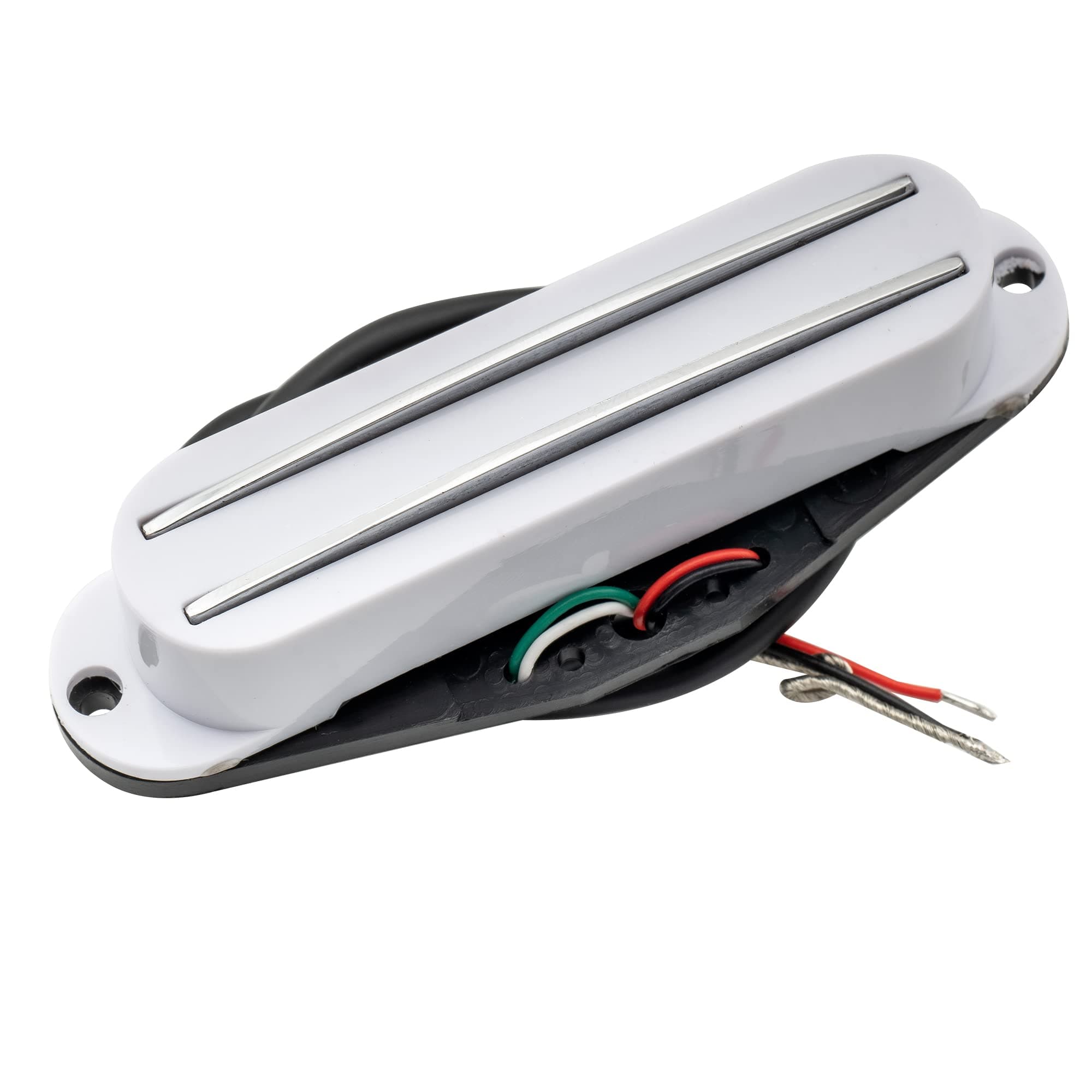 Musiclily Dual Hot Rail High Output Guitar Single Coil Size Humbucker Pickup for Fender Squier Strat, White