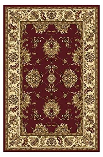 Olefin Traditional Rug in Lotus Pattern (3.3 ft. x 5.4 ft. in Burgundy)