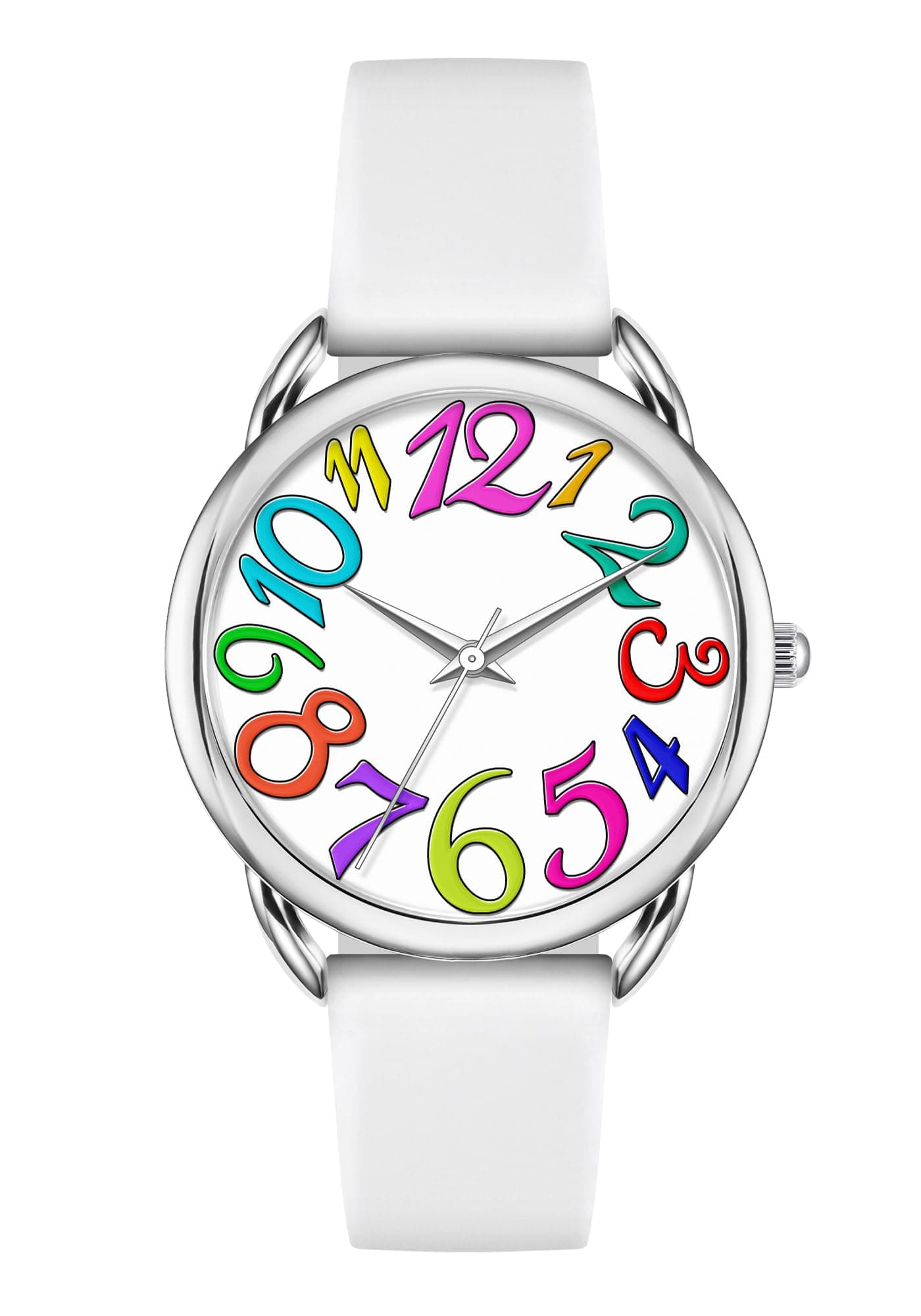 Watch for Women Big Face Colorful Arabic Numeral Easy to Read Soft Silicone Strap Watch