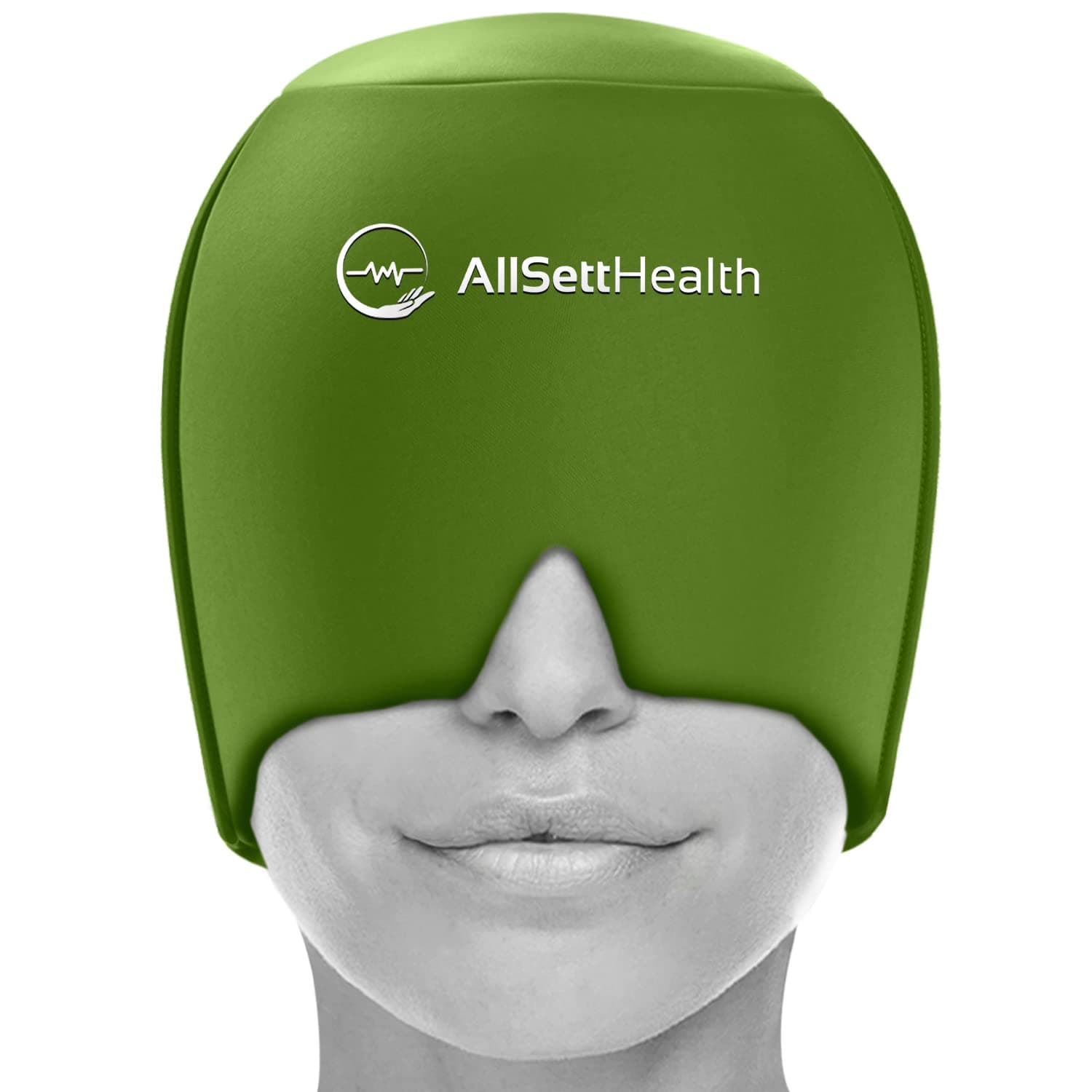 Patented AllSett Health Form Fitting Migraine Relief Ice Head Wrap | Headache and Migraine Hat | Hot and Cold Therapy for Puffy Eyes, Tension, Sinus and Stress Relief