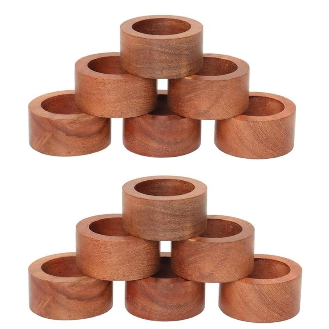 Handmade Wood Napkin Ring Set with Napkin Rings (‎NHNR- 06-12 M)