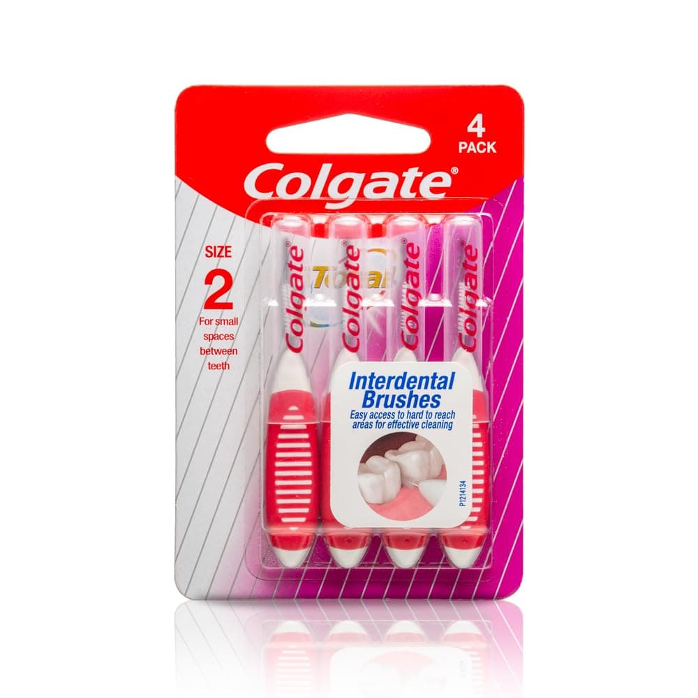 Colgate Total Interdental Manual Brush For Adult, Improved Mouth Health, Red, (Size - 2Mm For Small Spaces Between Teeth, Pack Of 4)