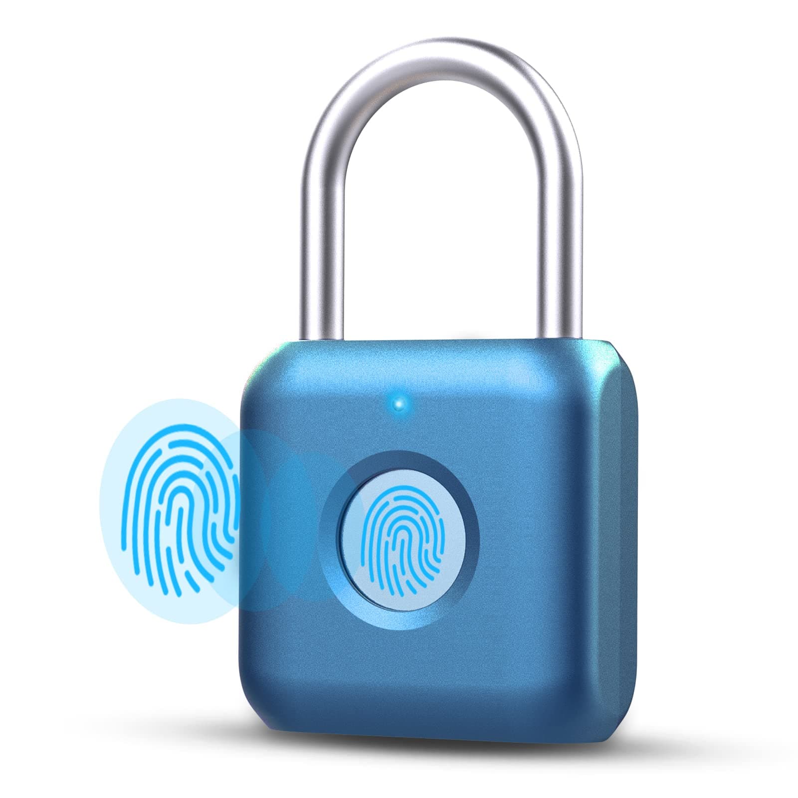 Fingerprint Padlock Eseesmart, Locker Lock, Smart Padlock, Weatherproof Outdoor Padlock, Smart Touch Lock Suitable for Gym, Bike, School , Fence and Storage, Padlock Portable USB Rechargeable (Blue)