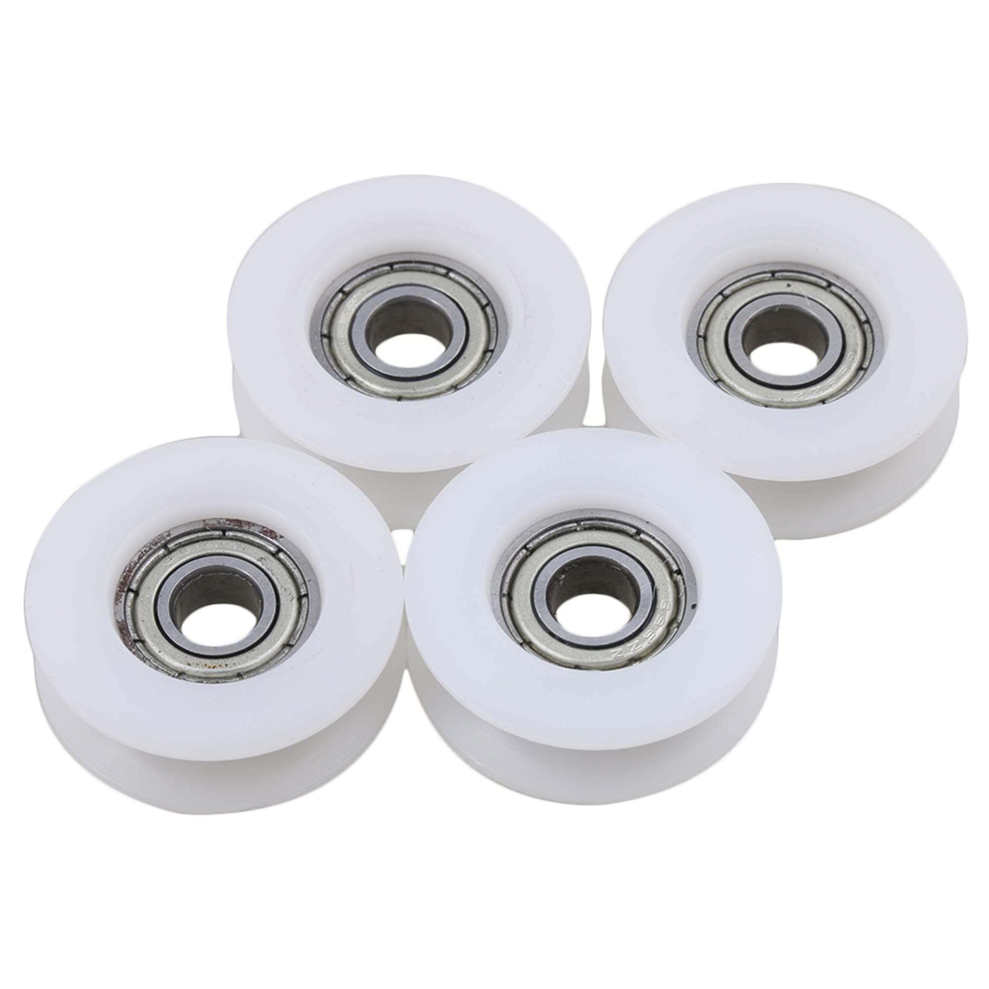 CNBTR 4Pieces 6x27x9mm Flat Plastic Coated Sealed Bearing Steel 696ZZ Deep U-Type Guide Pulley Rail Ball Rolling Bearing Wheel White