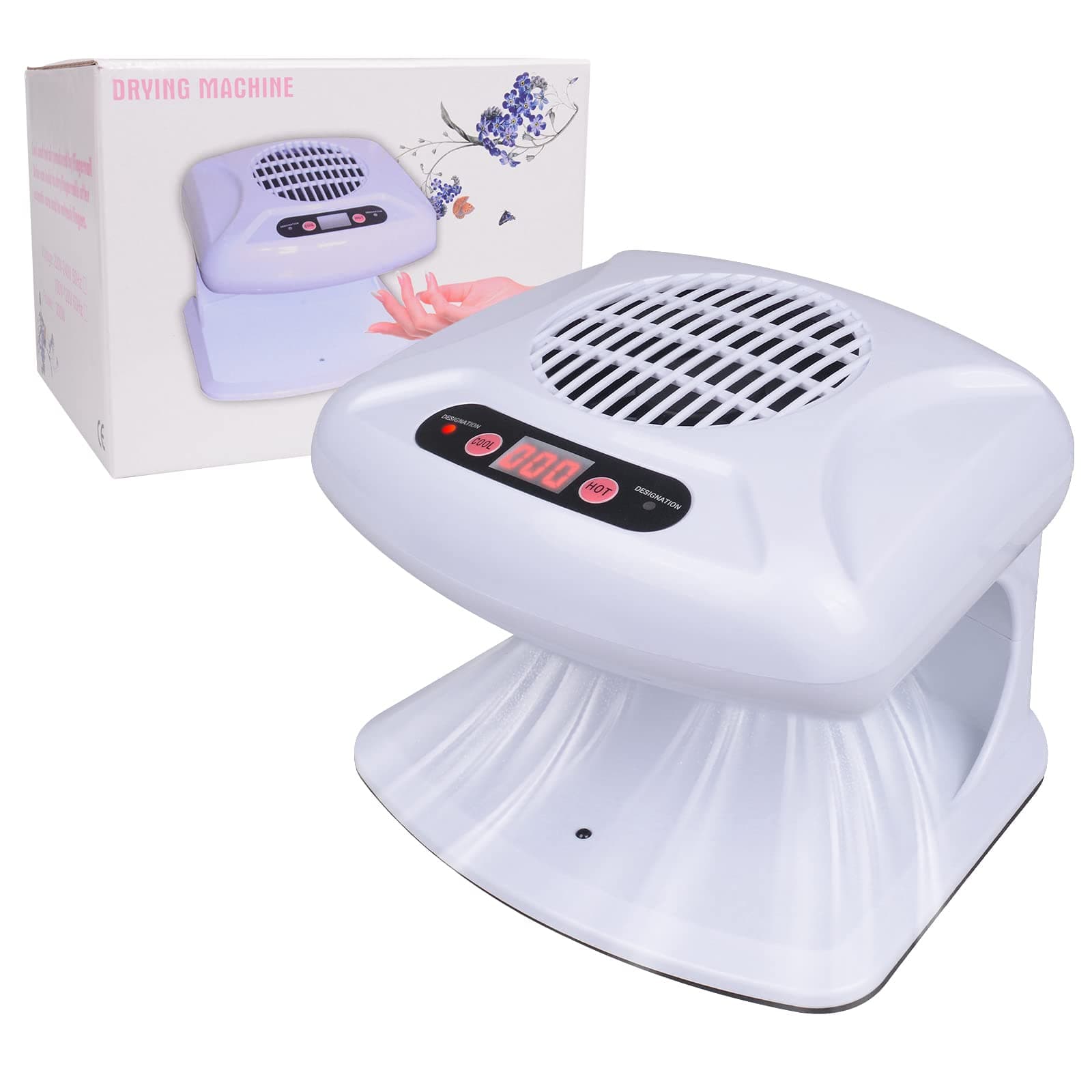 Gegong Air Nail Dryer with Automatic Sensor, 300W Timing Fan Blow for Both Hands and Feet, Warm & Cool Wind Blower Regular Polish, Home Salon Use No Harmful (Light Blue)