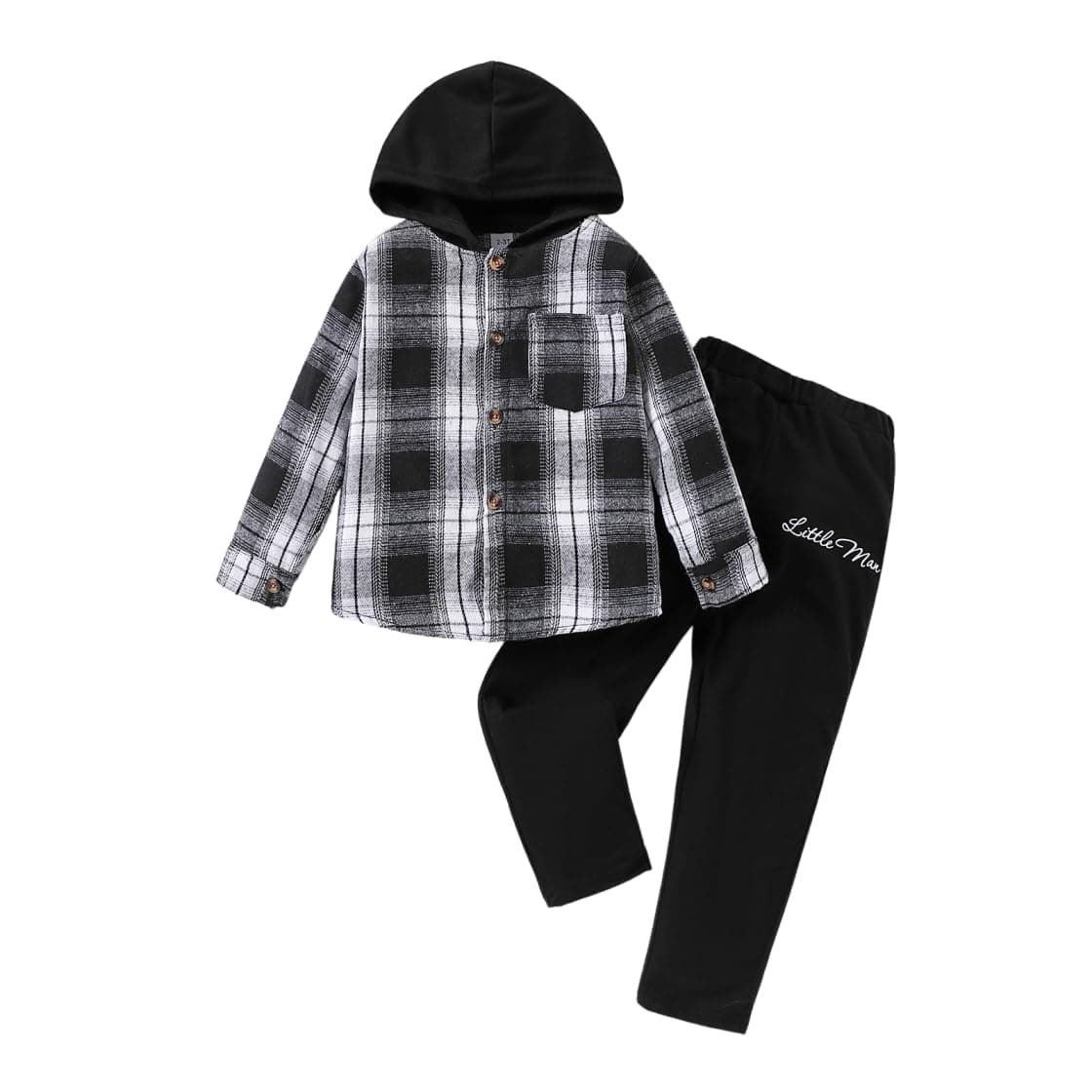 Toddler Baby Boy Clothes Plaid Long Sleeve Hoodie Sweatshirt + Pants 2pcs Boys Outfit Set