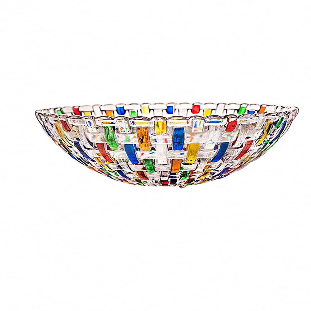 Hand Painted Colorful Woven Glass Crystal Large Salad & Fruit Bowl Decoration,Centerpiece For Home,Office,Wedding Decor, Fruit, Snack, Dessert, Server