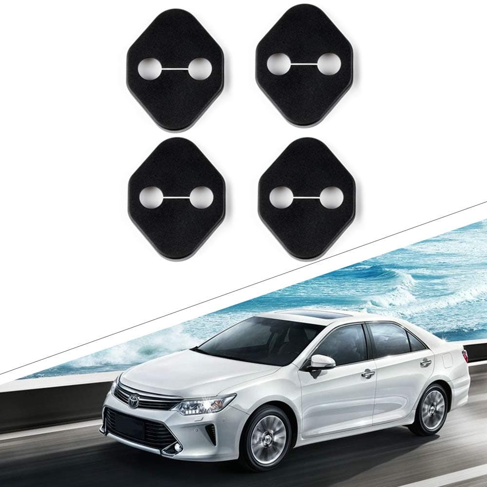 1797 Door Latch Lock Cover fit for Toyota Accessories Parts Yaris Corolla Camry Highlander Tundra Interior Buckle Caps Decals Stickers Decorations Anti Corrosion PPE Plastic Soft Black 4 Pack