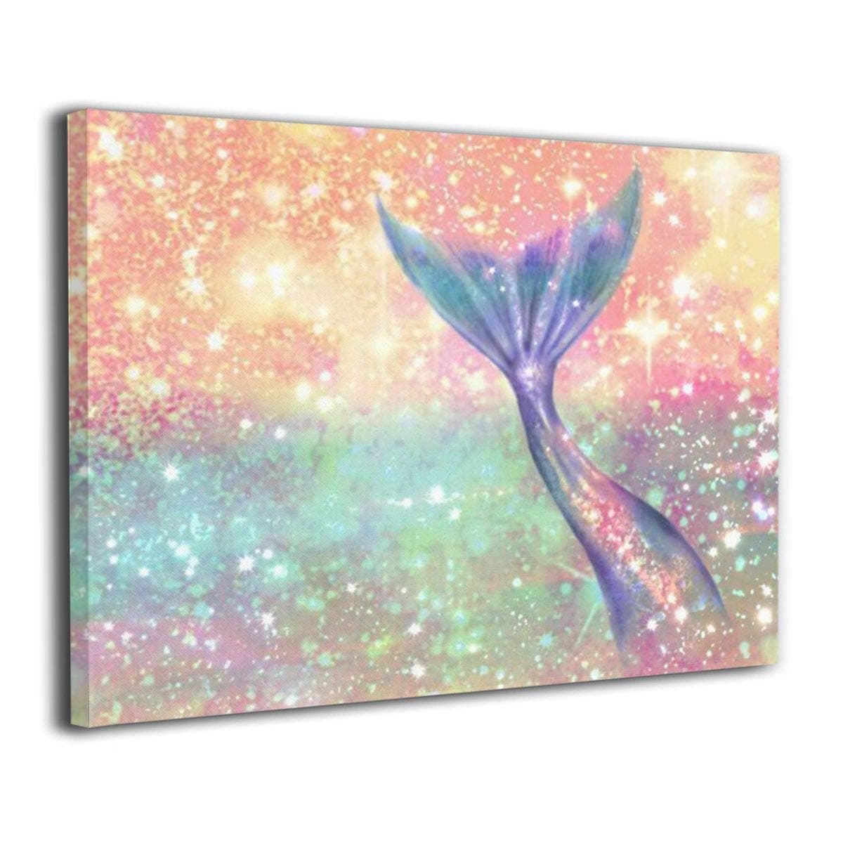 Pink Mermaid Tail Contemporary Painting Oil Hand Painting Wall Art On Canvas Abstract Artwork Framed Hanging Wall Decoration(16"x20")