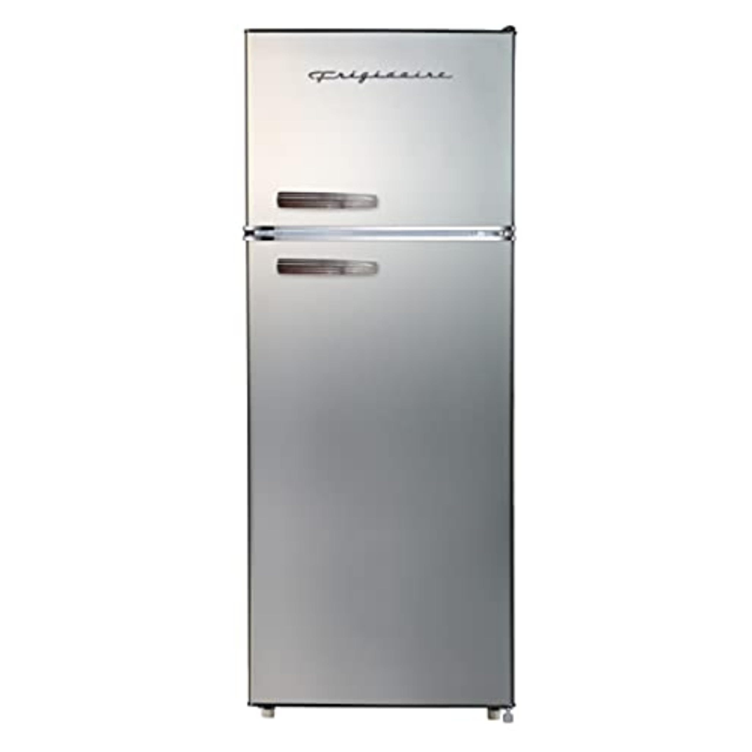 Frigidaire EFR753, 2 Door Apartment Size Refrigerator with Freezer, Retro Chrome Handle, 7.5 cu ft, Platinum Series, Stainless Steel, 7.5