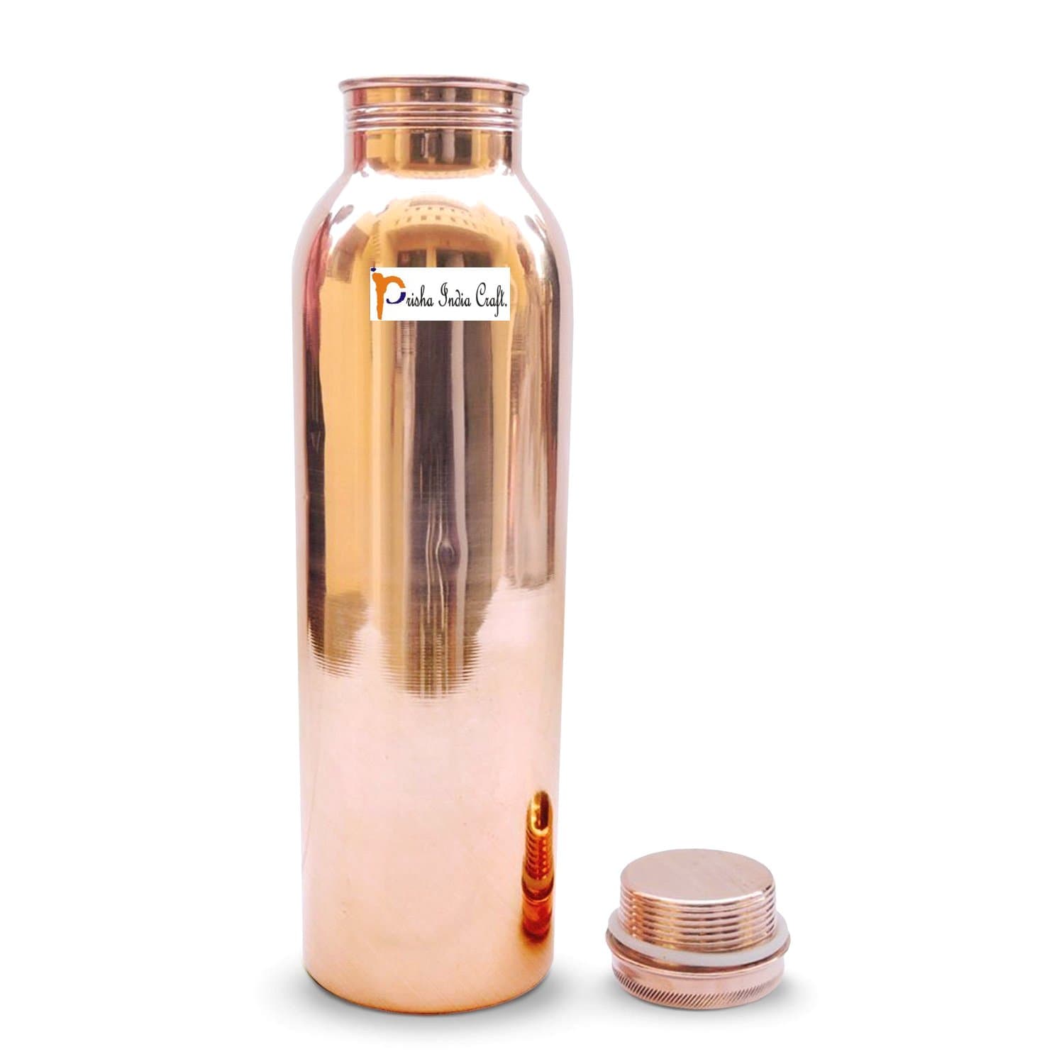 Prisha India Craft Pure Copper Bottle for Water, 1000 ML, Joint Free, Thermos Design Copper Bottles