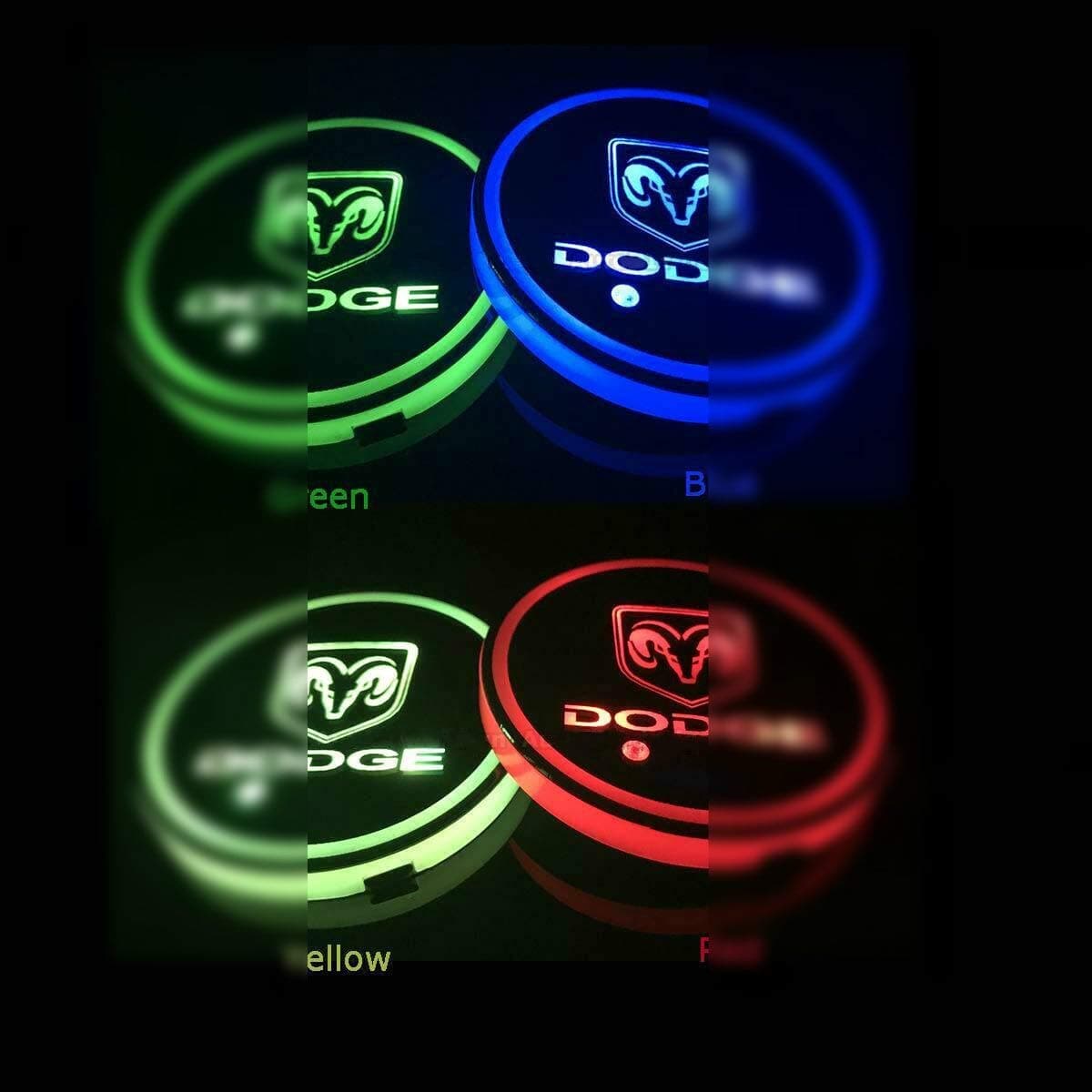 Color LED Car Cup Holder Pad Mat for Dodge Auto Interior Atmosphere Lights