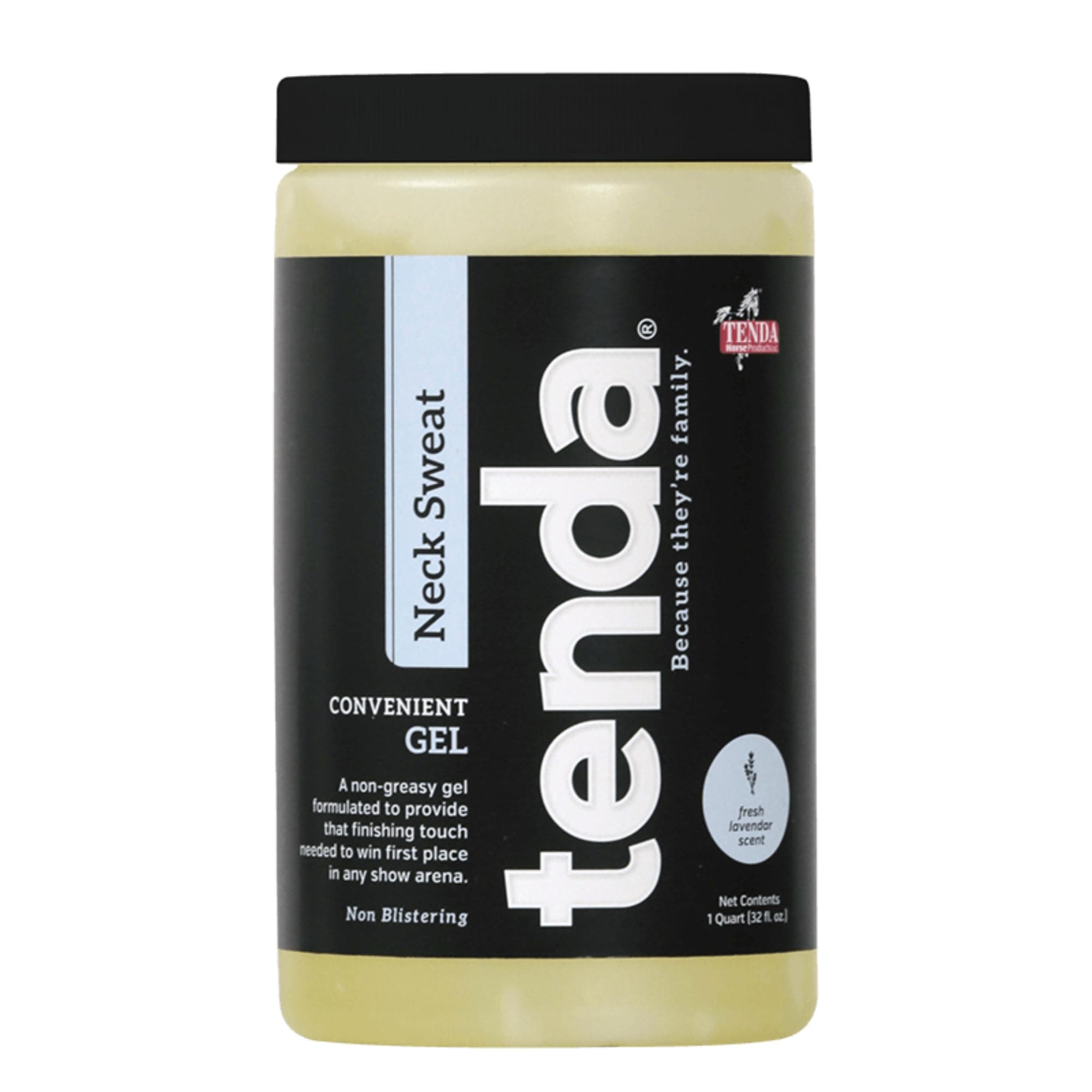 Tenda Neck Sweat Gel – Non-Greasy Finishing Touch for Show Horses – Use with Neoprene Neck Wrap – Won’t Burn or Blister – Lavender Scented Sweat Enhancer for a Winning Show Ring Look - 1 Quart