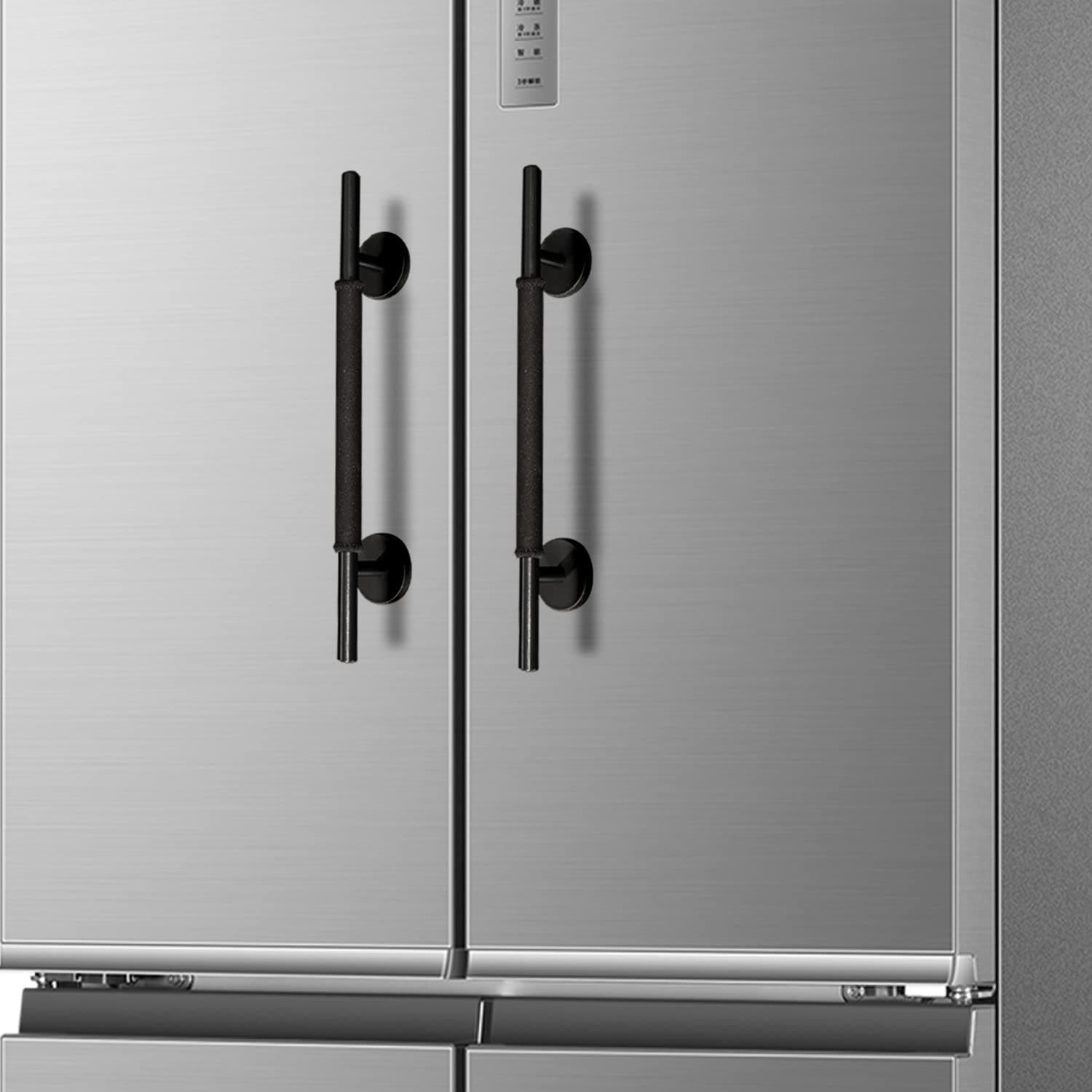 2 Pack Magnetic Refrigerator Door Handle with Cover Refrigerator Pull Handle Replacement Keeps Appliances Clean from Fingerprints for Liquids, Oil, Food Stains, Metal Mechanical Doors - Black