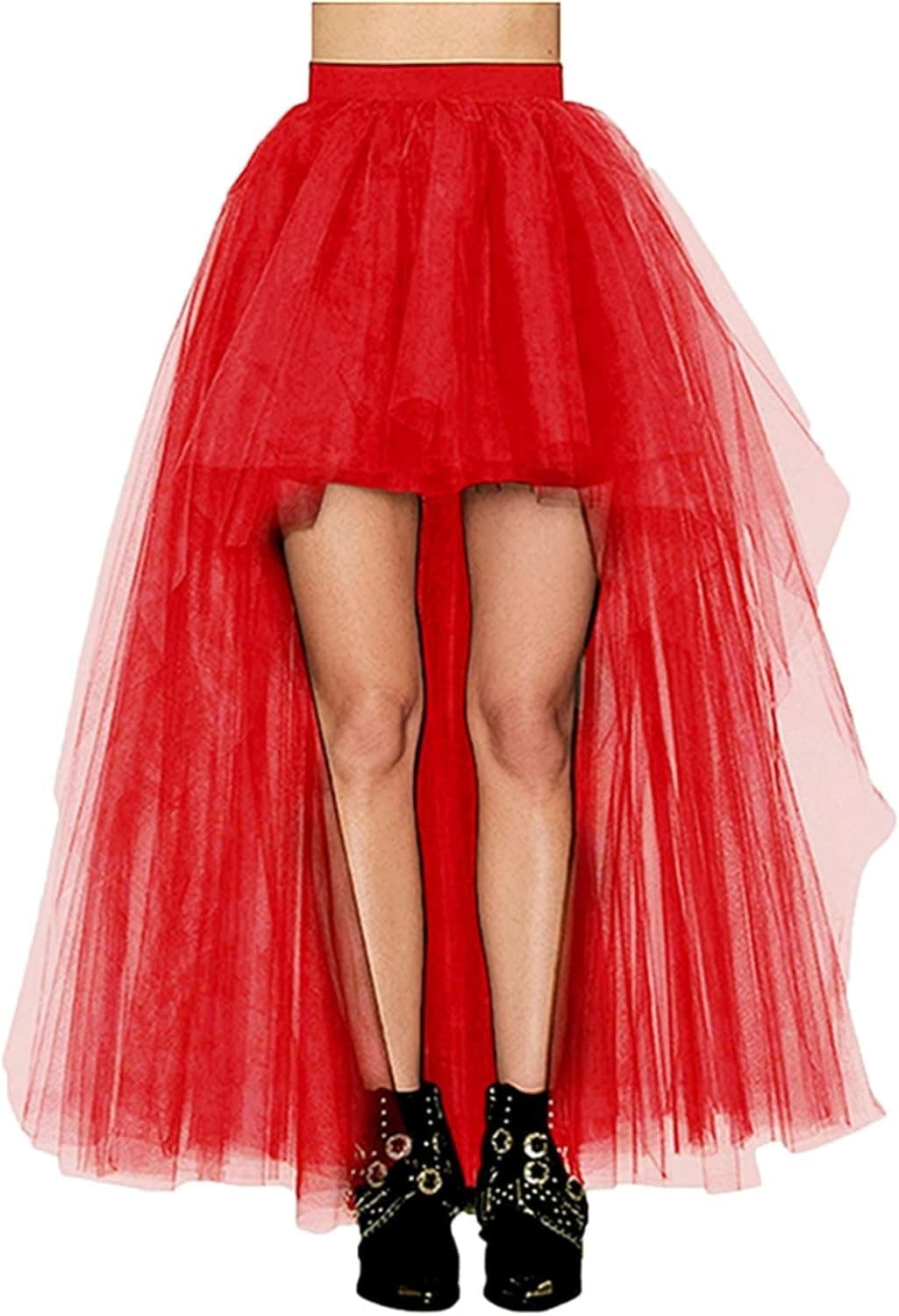 Women's Hi-Lo Long Tutu Tulle Bustle Skirt Elastic Waist Festival Party Skirt