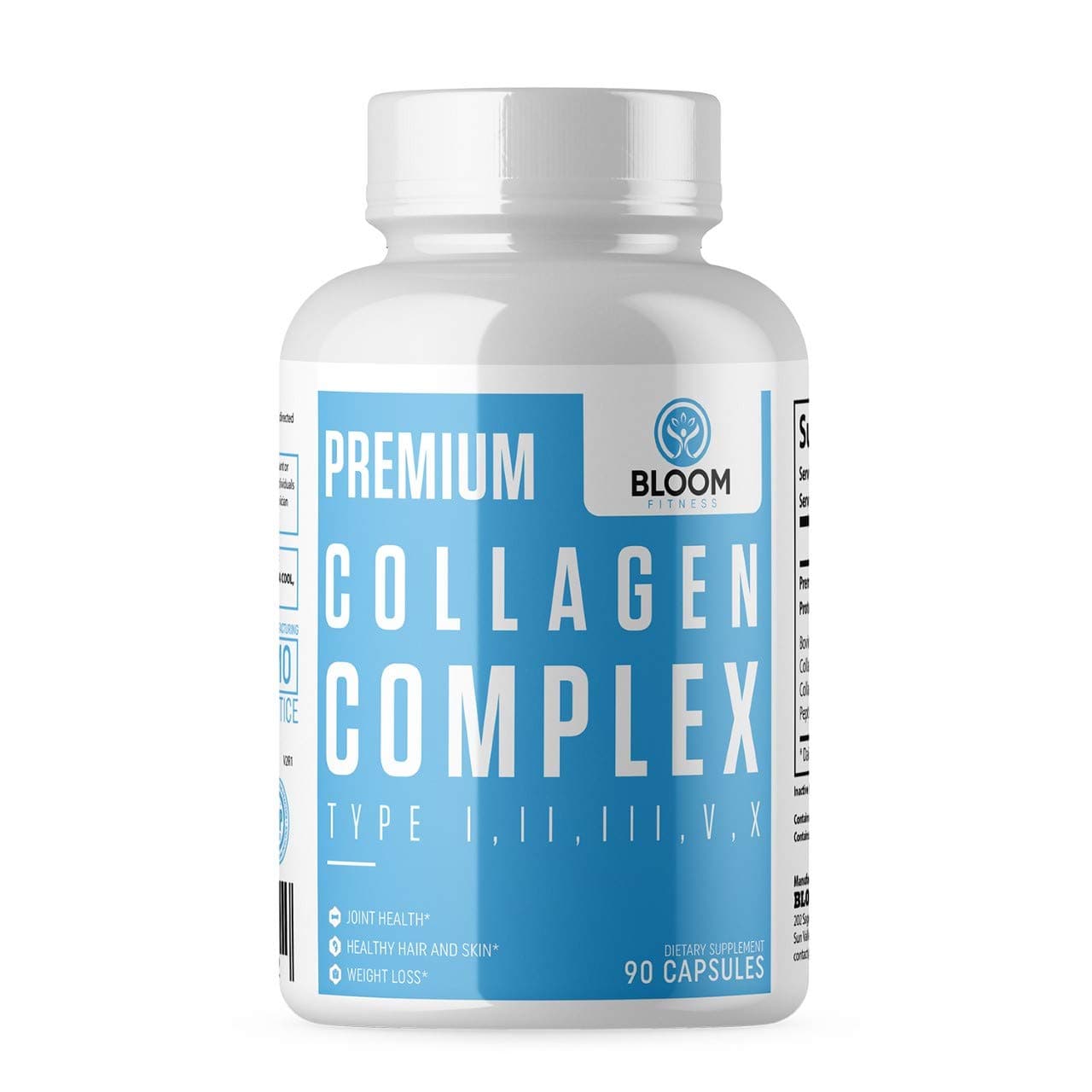 Collagen Pills - Type I, II, III, V, X - Supports Healthy Hair, Skin, Joints - 90 Collagen Capsules
