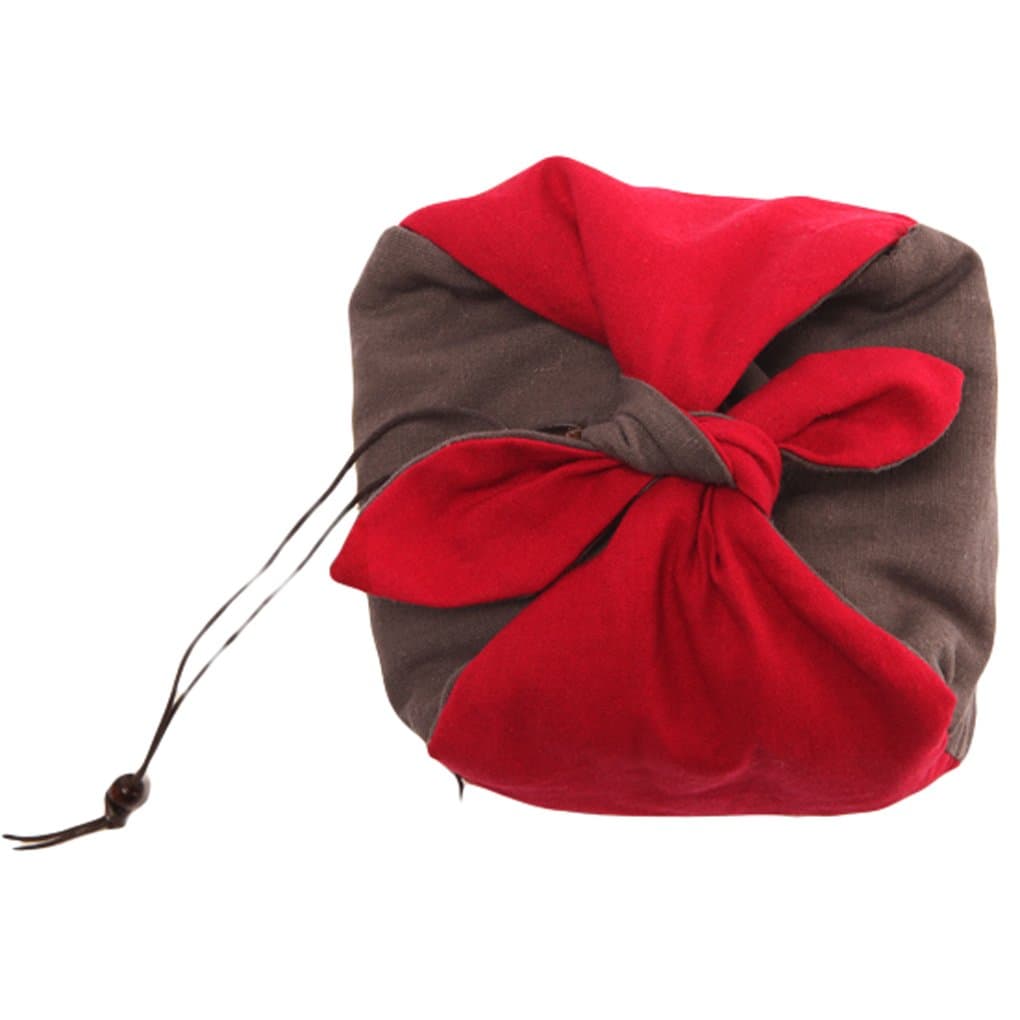 TEACU Portable Travel Hand-Made Thick Cotton Quilted Fabric Storage Pouch for Teapot Tea Cup Size S Red