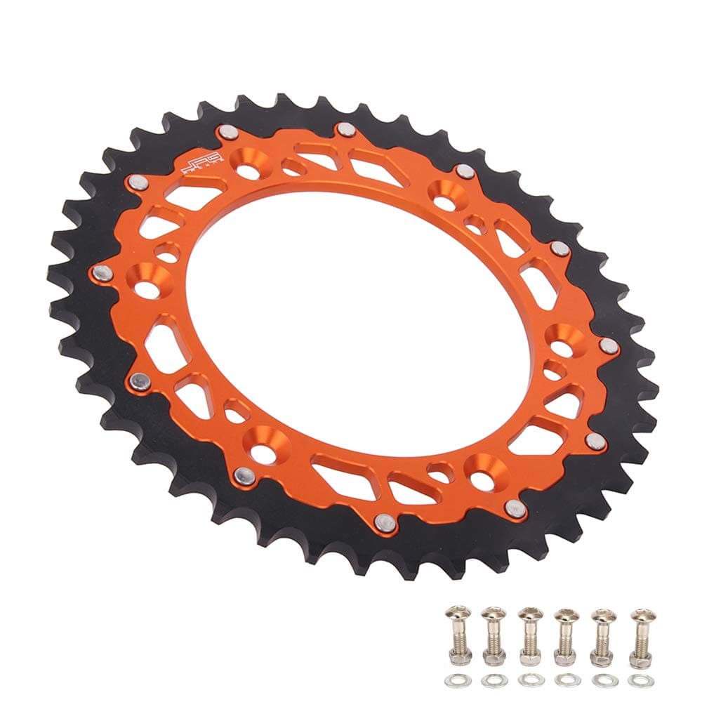 42T Teeth Rear Chain Sprocket For EXC EXC-F EXE SX SX-F SXS SXC XC-W XC XC-F XCFW MXC SMC SMR 125 144 150 200 250 300 350 380 400 LC4 450 500 520 525 530 540 560 640 690 790 Orange
