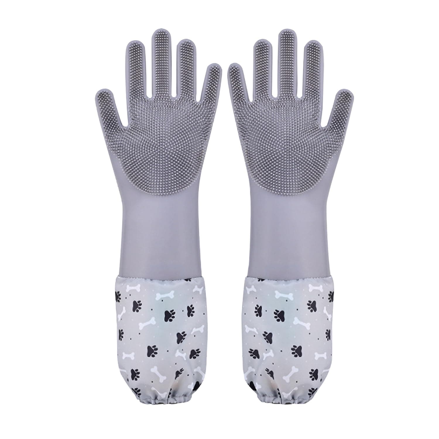 Pet Grooming Gloves Pet Hair Remover Cat, Dog Washing Gloves Silicone Heat Resistant Cleaning Gloves with High-Density Teeth Grooming Gloves for Dogs, Cats, Horses, Rabbits (1 Pair - Gray)