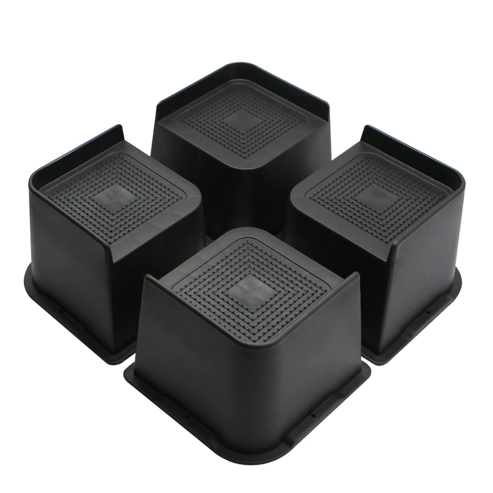 Bed Risers Heavy Duty, Oversized Furniture Risers, Support Up to 6000 Lbs, Lift 4 inch for Couch, Sofa, Table,Chair (Black 4 Pack, 4 inch)