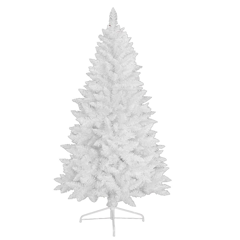 RS Trade decorative, white 210 cm-7 feet PVC artificial christmas tree, flame resistant, approx. 874 tips, with metal stand, quick and easy build up (hinge)