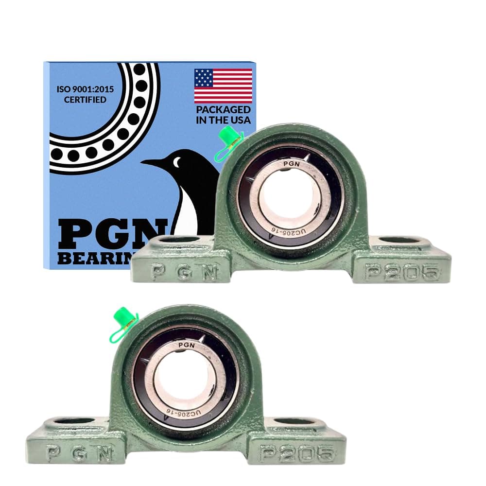 PGN UCP205-16 Pillow Block Bearing - Pack of 2 Mounted Chrome Steel Bearings with 1" Bore - Self Alignment