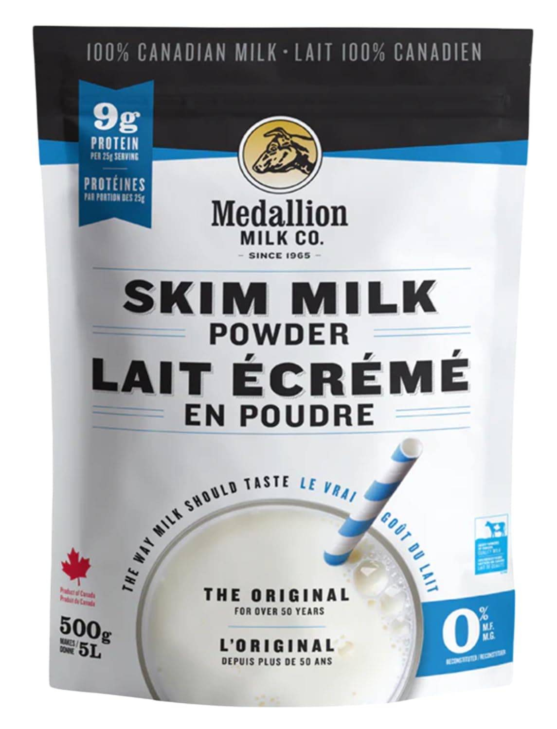 Skim Milk Powder 500g - Dried Milk from Canada, Free of Antibiotics, No rbST or rBGH