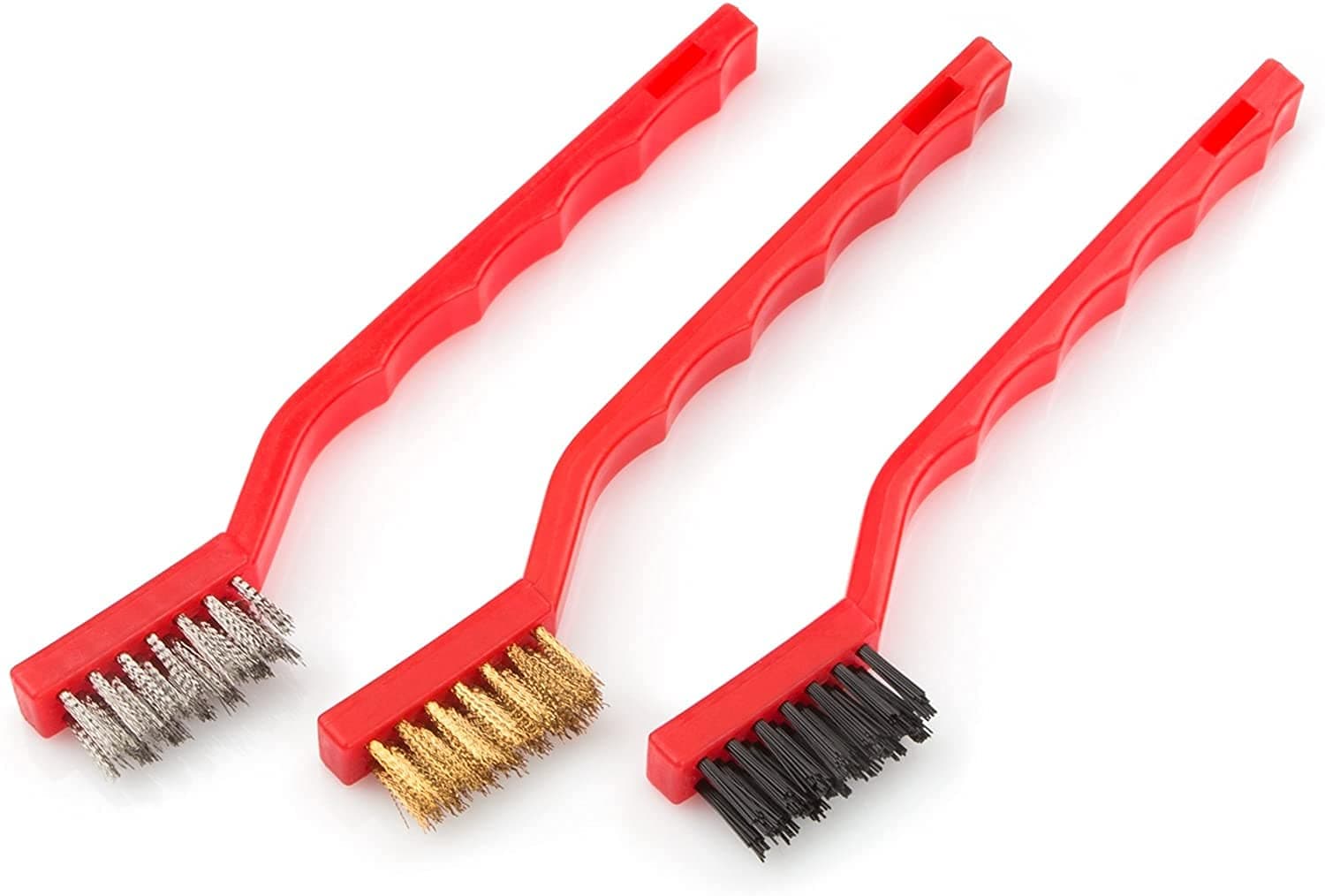 NECALON 3pk Metal Wire Brush Set with Crimped Wire Bristles for Heavy Cleaning and Rust Removal