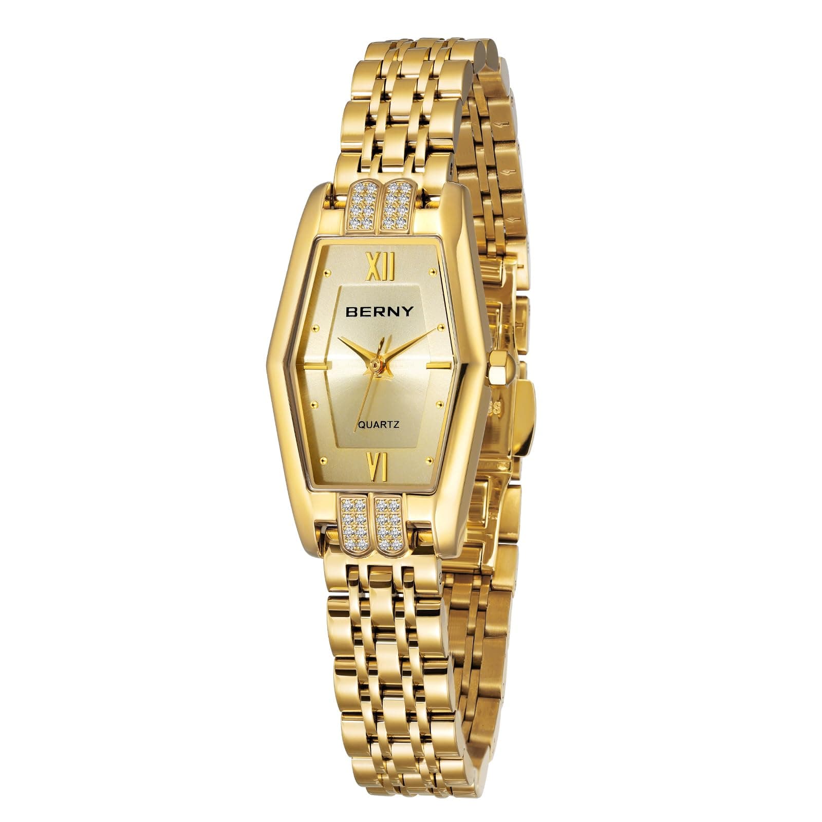 Gold Watches for Women Dainty Hexagon Ladies Quartz Wrist Watches Stainless Steel Band Fashion Analog Watch Luxury Bracelet