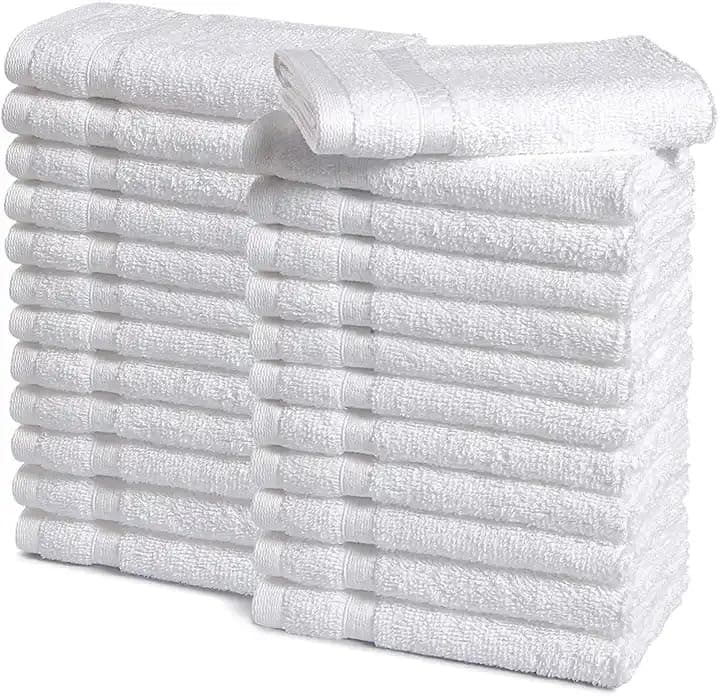 Dunbollu Cotton Washcloths - Large Hotel Spa Bathroom Face Towel | 24 Pack | White