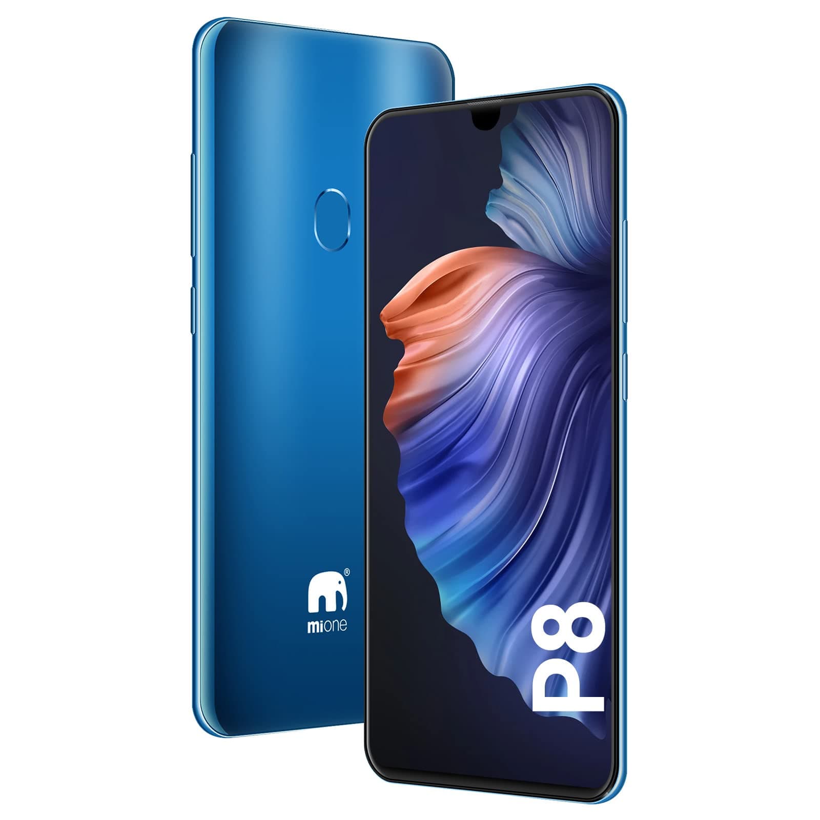 mione P8 No Camera Mobile phones No Gps | Android 11 Nougat | 6.26" Full HD Display |3200 mAh Battery | Dual SIM 3G LTE Smartphone (P8 blue) (P8-blue)