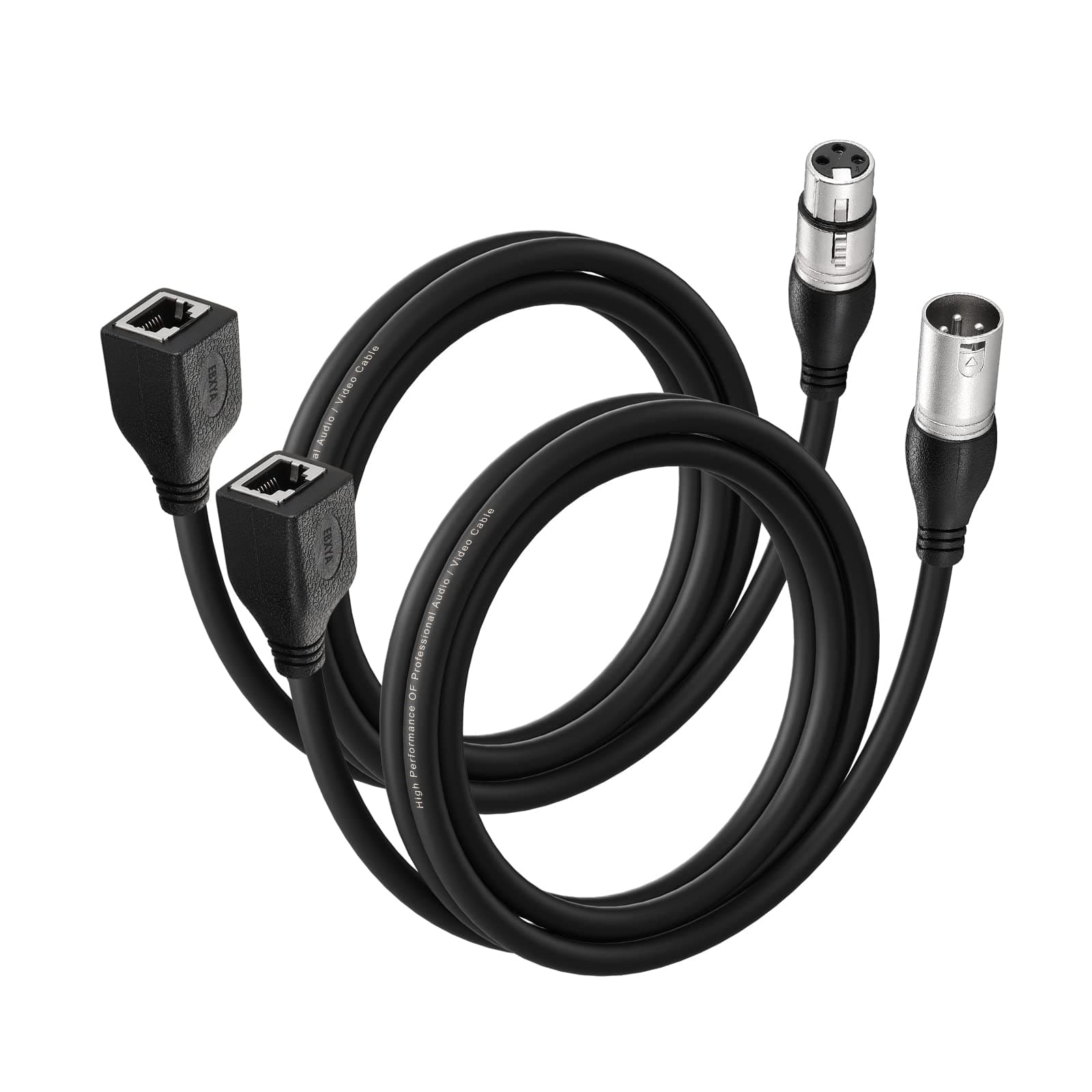 EBXYA 3 Pin XLR to RJ45 Cable Set - RJ45 to (1) Male & (1) Female XLR DMX Cable, XLR Audio Cable for Stage and Recording Studio 1 Pair (1m/3ft)