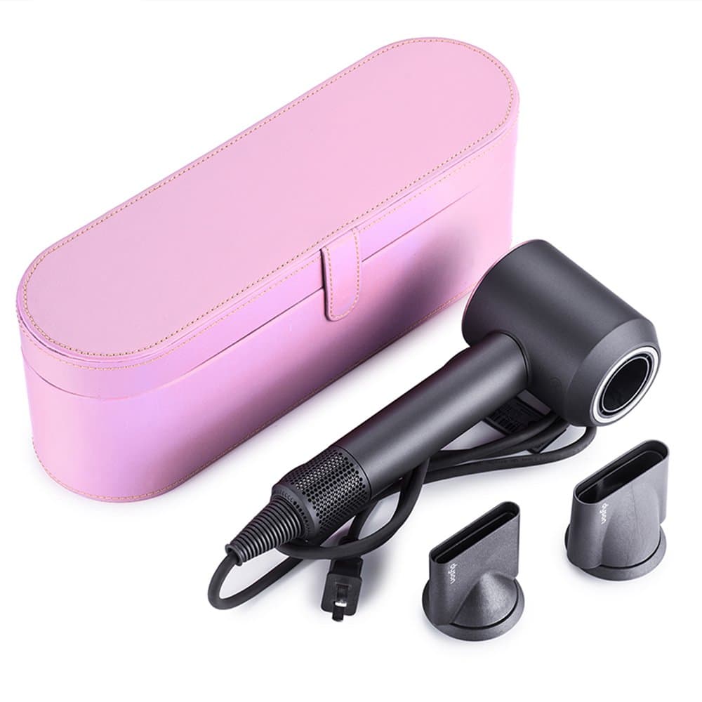 Storage Case for Dyson Dryer Case, PU Leather Flip Hard Box for Dyson Hairdryer Portable Storage Anti-scratch Cover Dustproof Pouch Sleeve for Dyson Supersonic Hair Dryer(Pink）
