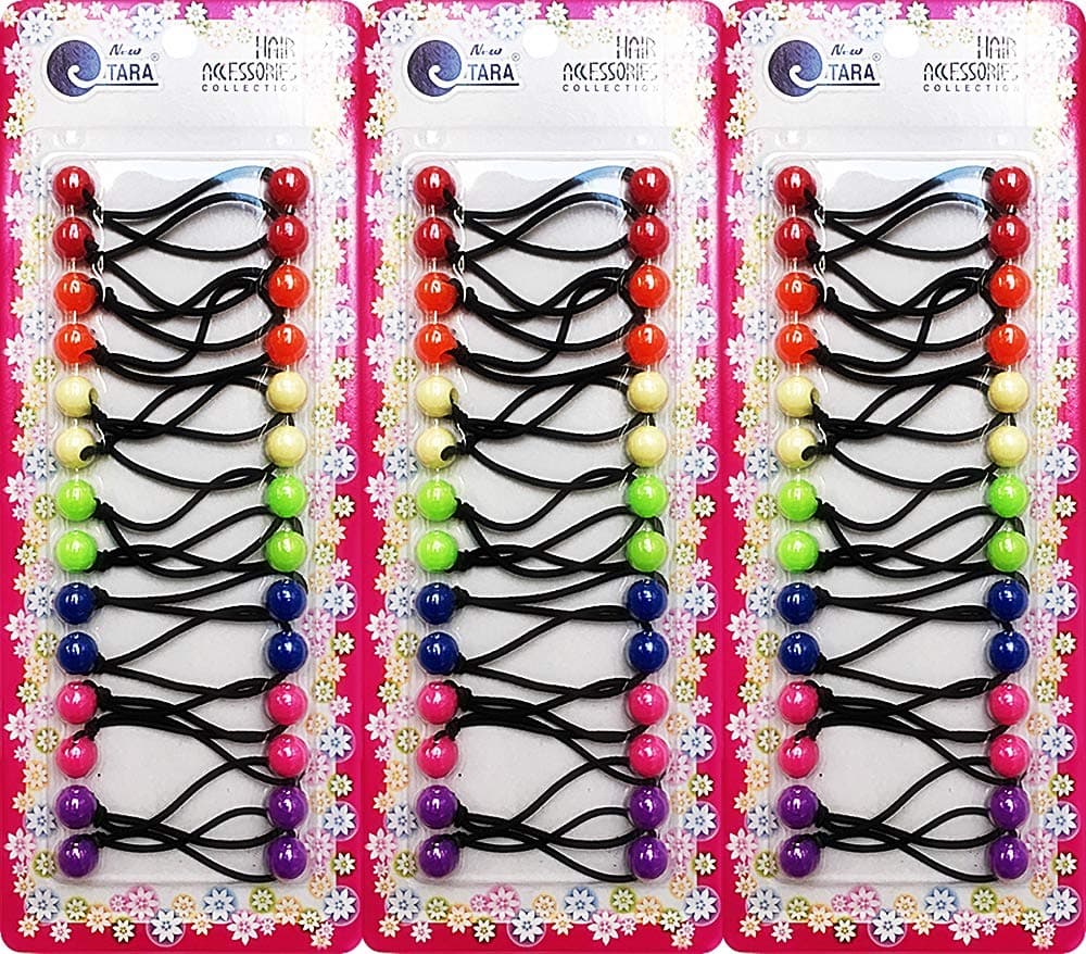 Cripsy Collection Girls Twinbead Multi Cute Design Ponytail Elastics Pack of 3 Selection (BS05)