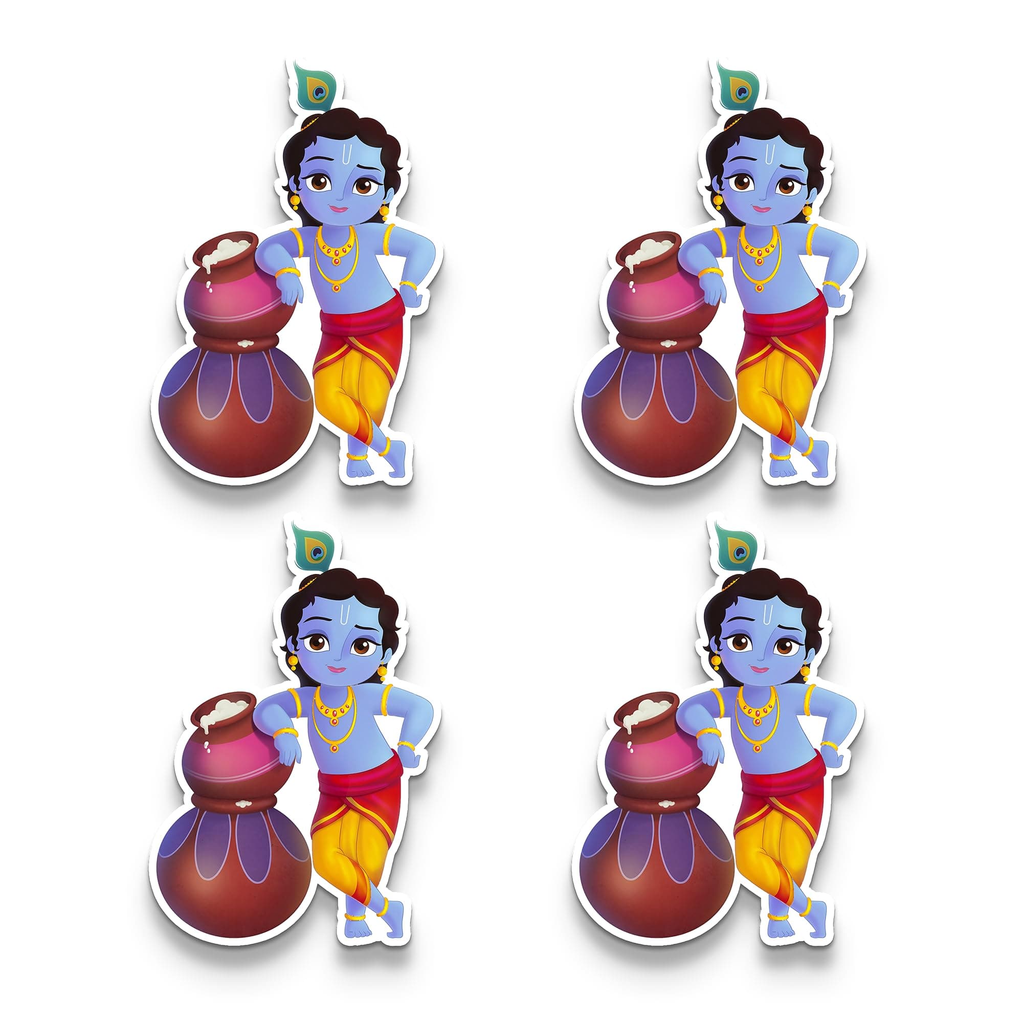 Shaivya Cute Krishna Fridge Magnet Made of Acrylic Material Strong and Lightweight Magnet UV Printed Acrylic Magnets Decoration Gift Idea Bal Krish with Makhan Kitchen Dining Decor Size 3X3.5 Inches