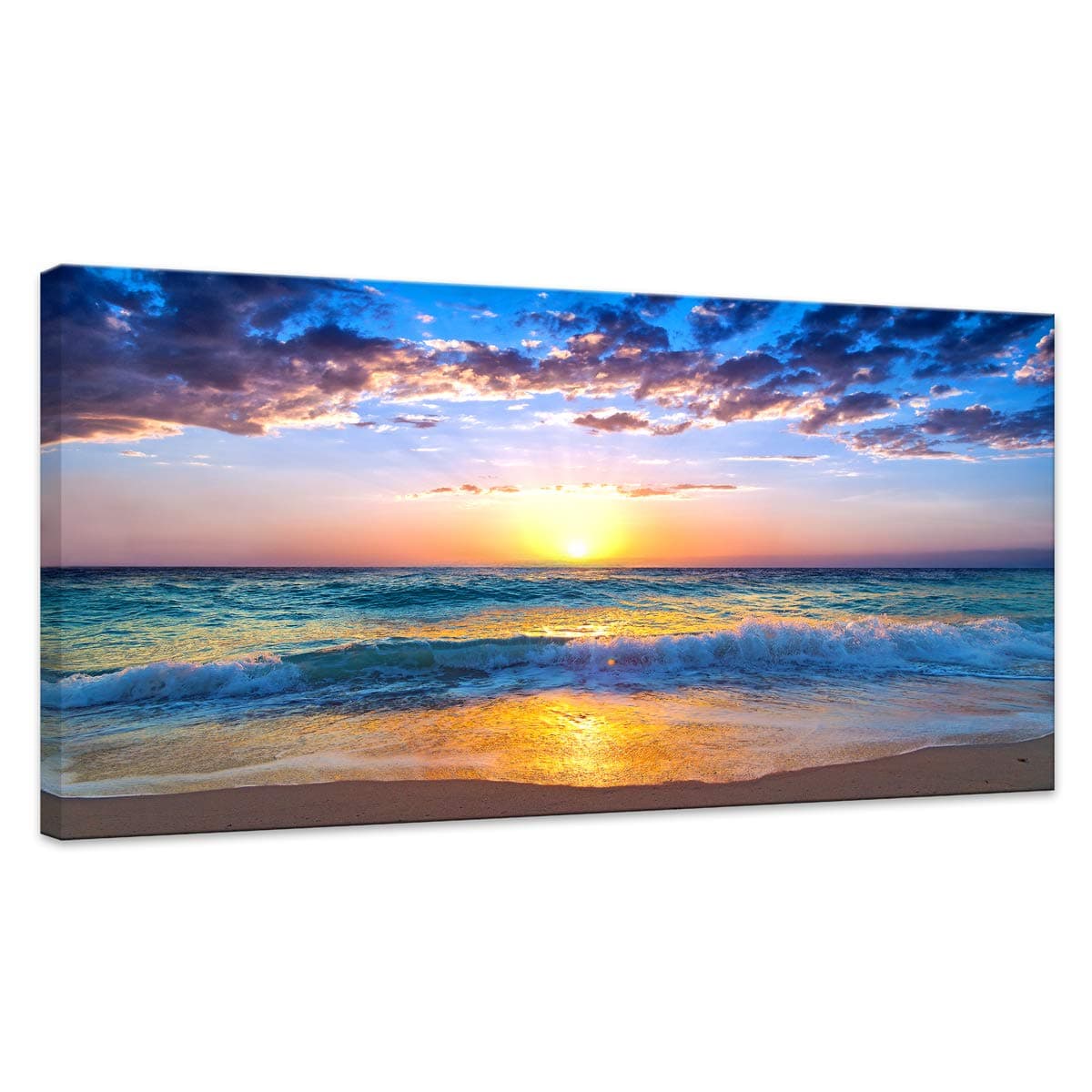 Wall Art for living room Canvas Print Artwork Wall Art Decor Blue ocean Waves Sun seaview Poster painting bedroom wall decorations Beach Seascape Canvas Prints Picture Office Works Home Bathroom