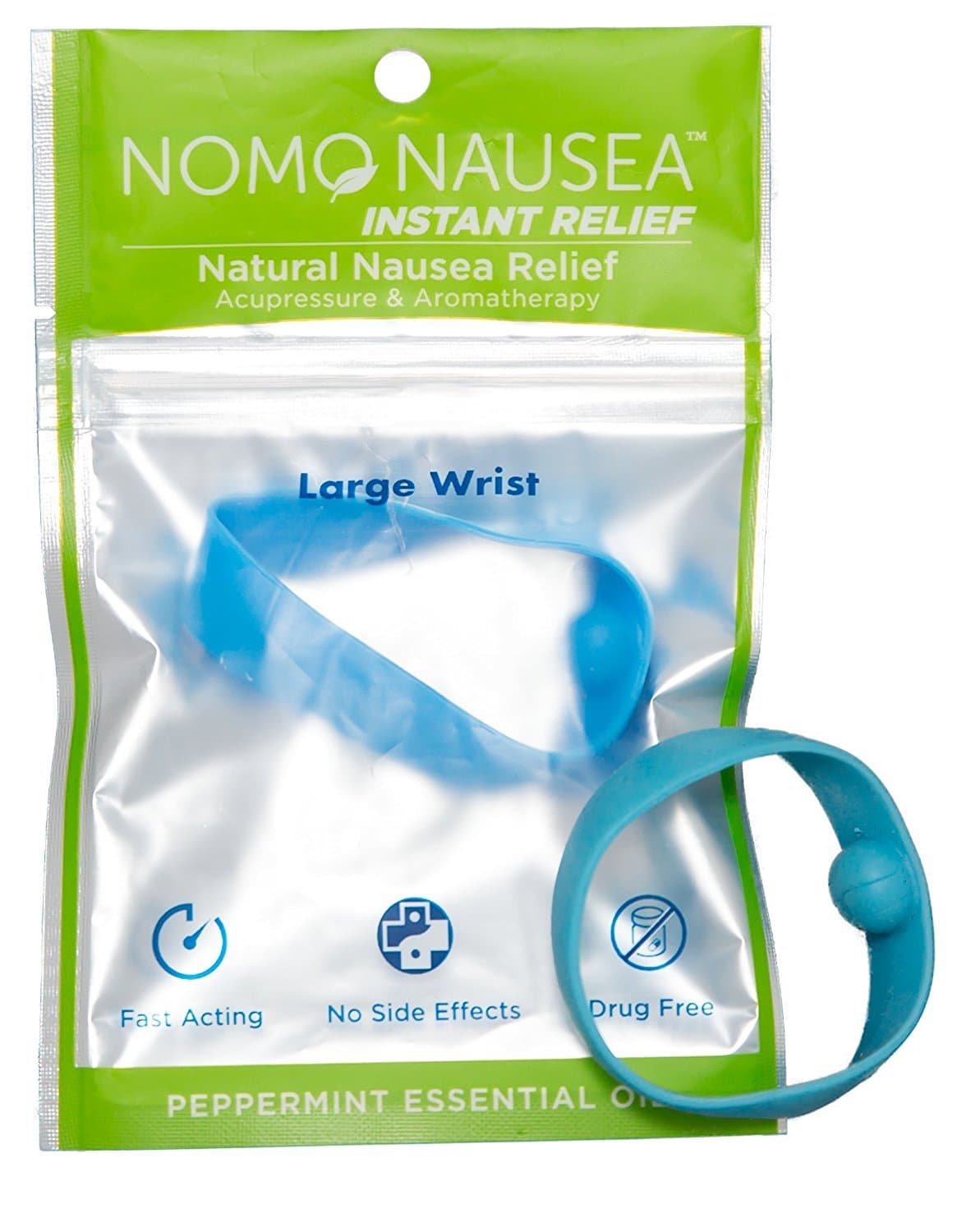 NoMo NauseaInstant Relief Large Blue Aromatherapy Anti-Nausea Bands with Acupressure