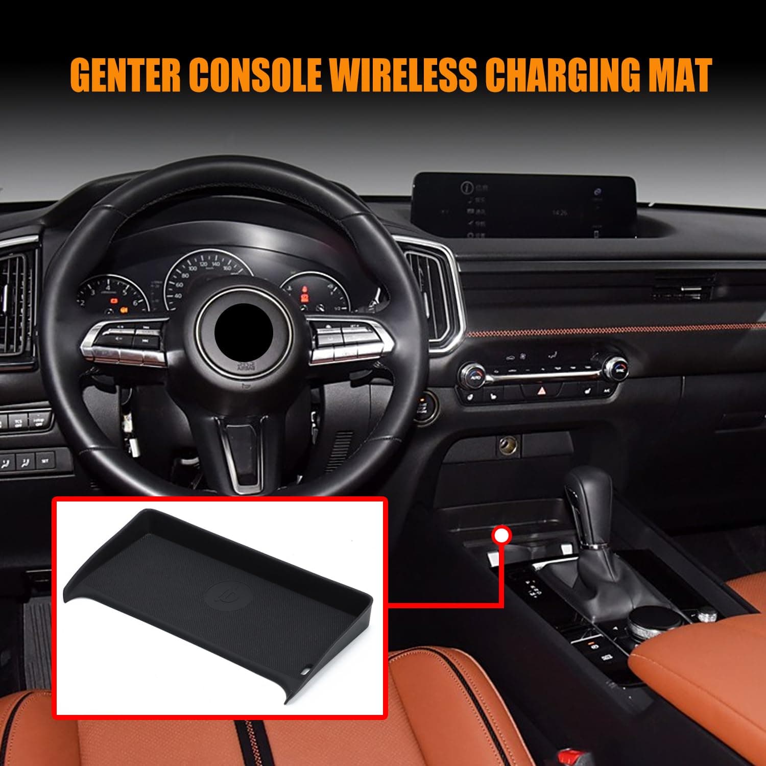Center Console Wireless Charging Mat For Ma-zda CX-50 2023 2024 Anti-Slip Silicone Pad Protector Cover Non-Slip Mats Interior Accessory CX-50 Accessories (CX-50)