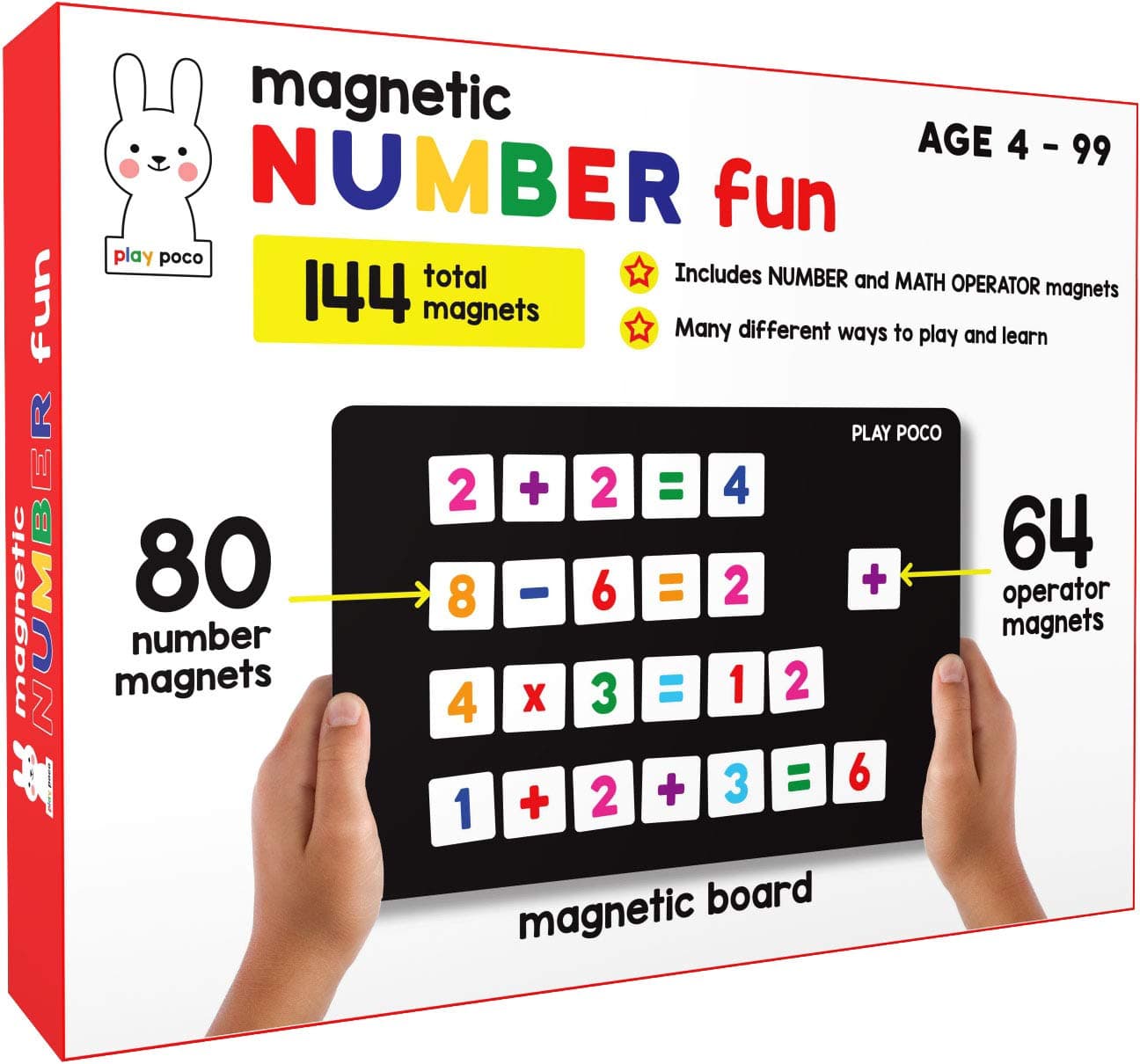Play Poco Magnetic Number Fun - With 80 Number Magnets, 64 Operator Magnets, Magnetic Board And Equation Book - Learn Numbers, CountingAnd Simple Math (Age 4+)