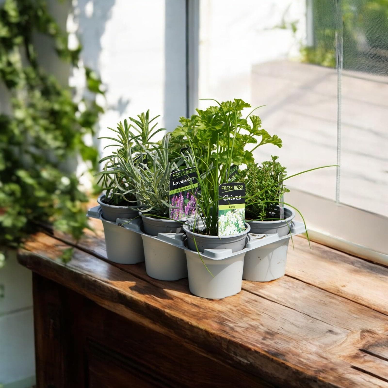 6 x Herb Plants - Including Herbs Like Rosemary - Coriander - Mint - Chives - Lavender - 9cm Pots Ready to Plant