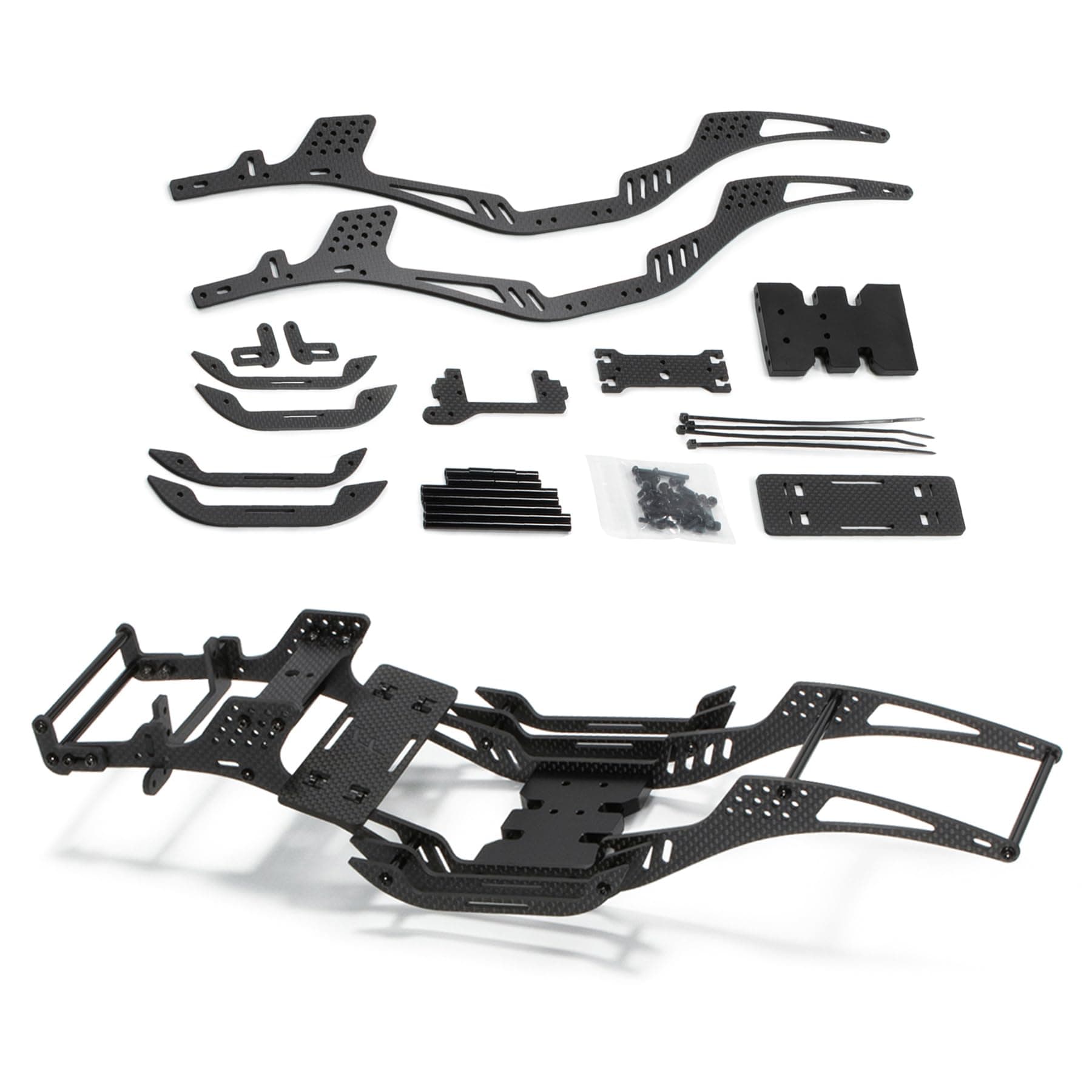 SCX10 II 313 Wheelbase DIY Upgrades Carbon Fiber Chassis Frame Cheater Rigs Builders Kit Adapt to 1/10 RC Crawler Racing Car Body for Expert Players