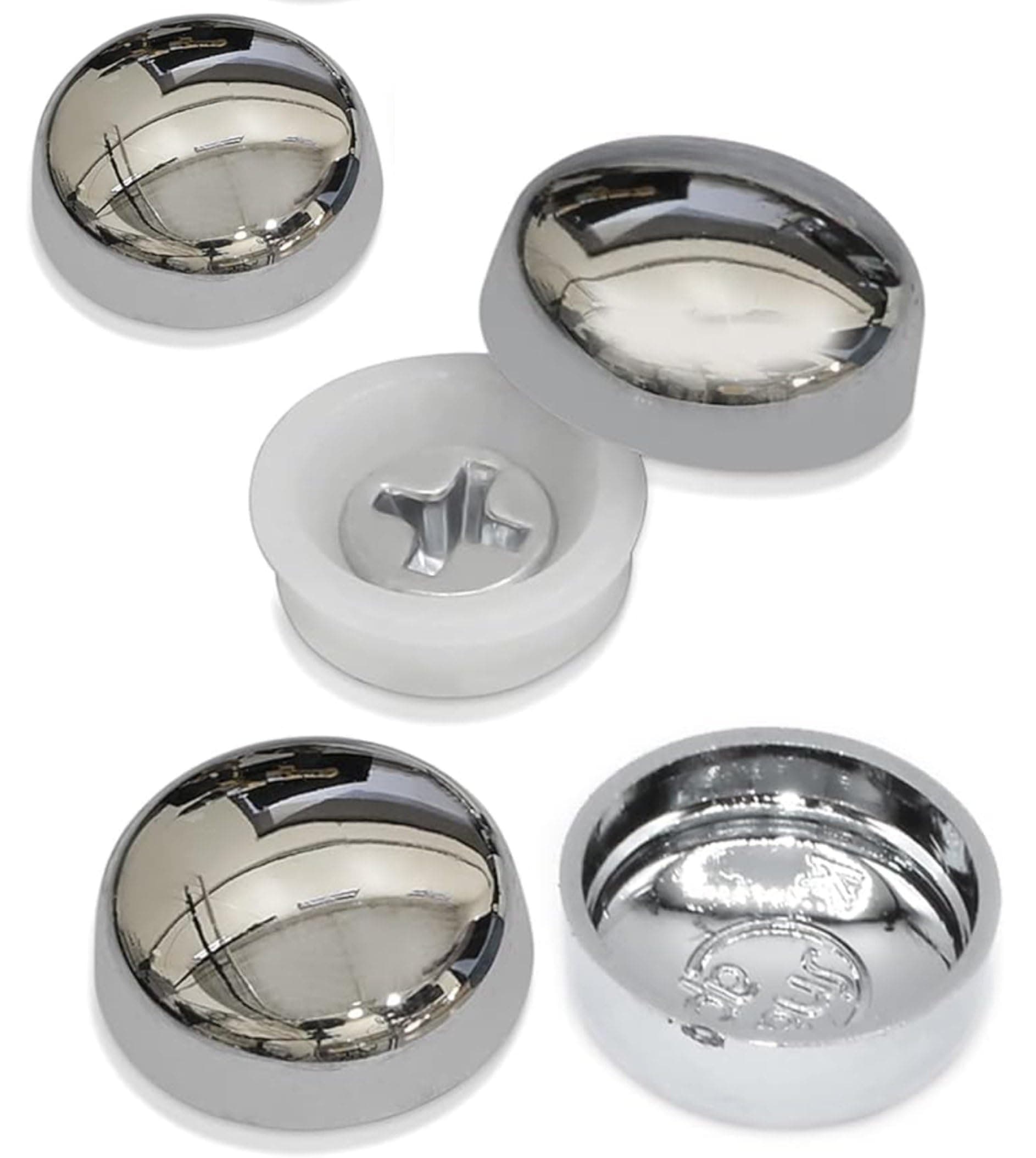 SISI UK Small Chrome Dome Screw Cover Caps for 6g & 8g Mirror Screws Fixing Screw Cover Caps for No 6-8 Gauge Screws Decorative Cap Covers Mirror Screws Firm Clip-On Type Cap Covers Pack of 10.