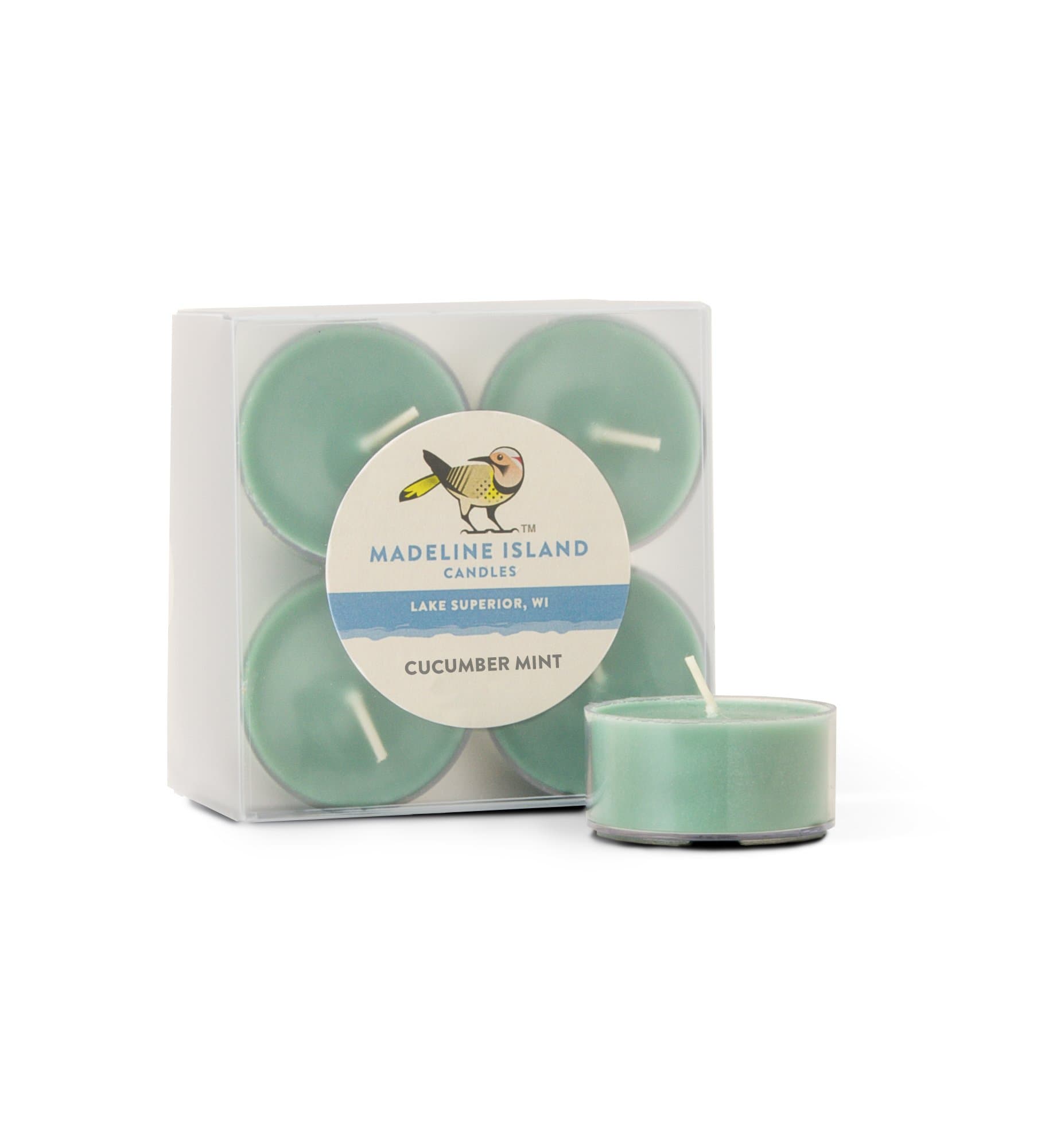 Madeline Island Candles Cucumber Mint Soy Candle - 8 Pack of Tealights