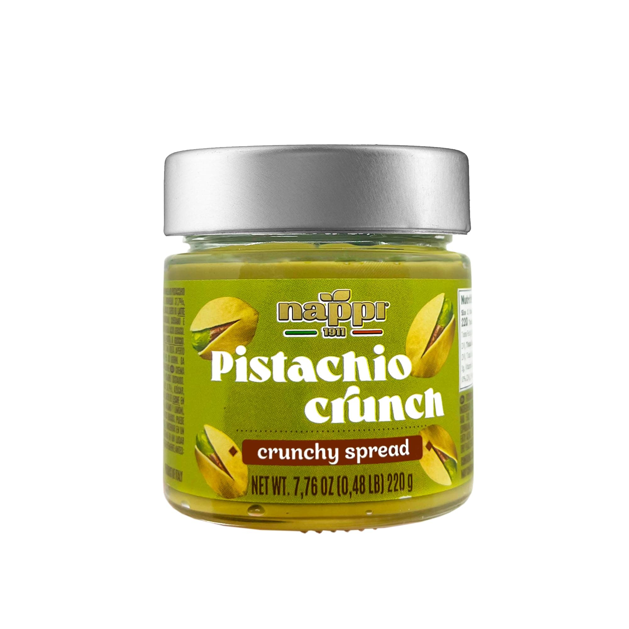 Crunchy Pistachio Butter, 7.5 oz, Sweet Spreadable Pistachio Cream with a Crunch, Pistachio Paste, Nut Butter, Product of Italy, Nappi 1911
