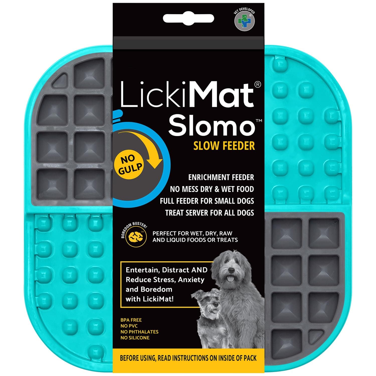 Lickimat Slomo, Dog Slow Feeding Lick Mat, Boredom Anxiety Reducer, Turquoise