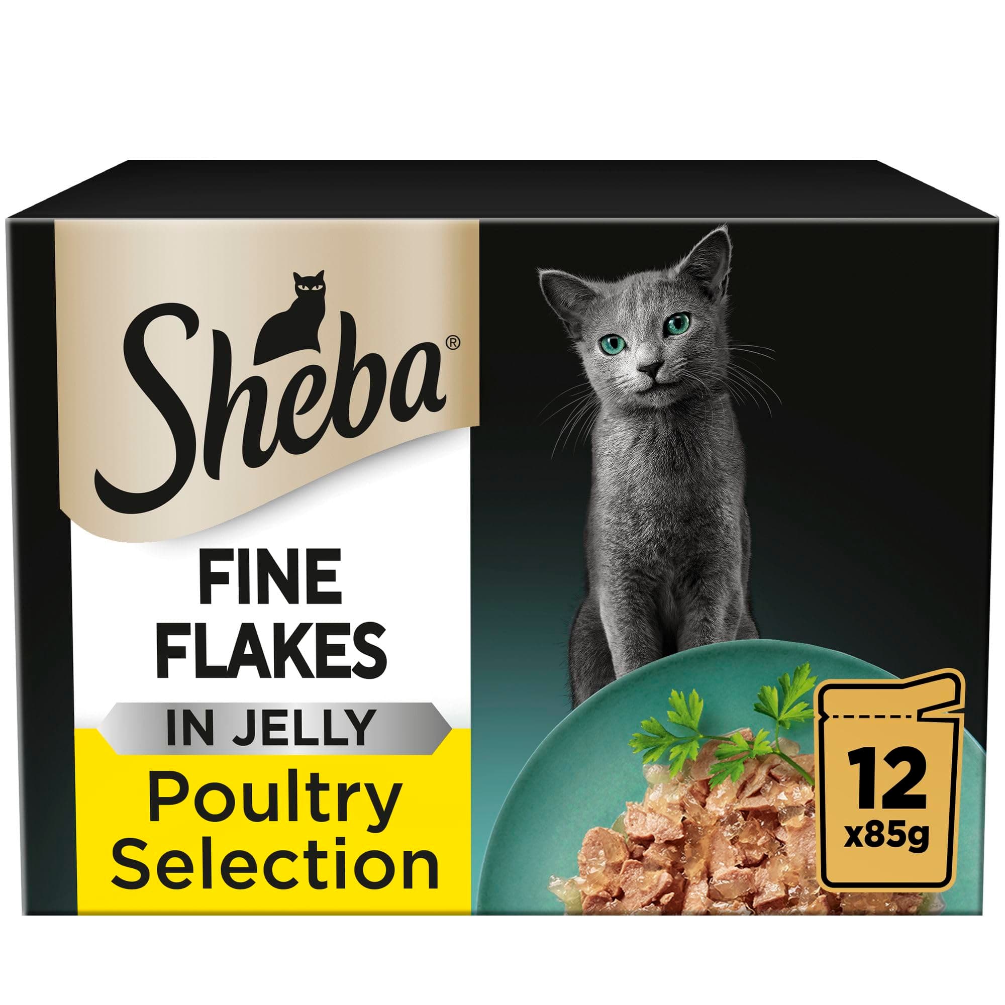 Fine Flakes Wet Cat Food with Poultry in Jelly 85 g (Pack of 12)